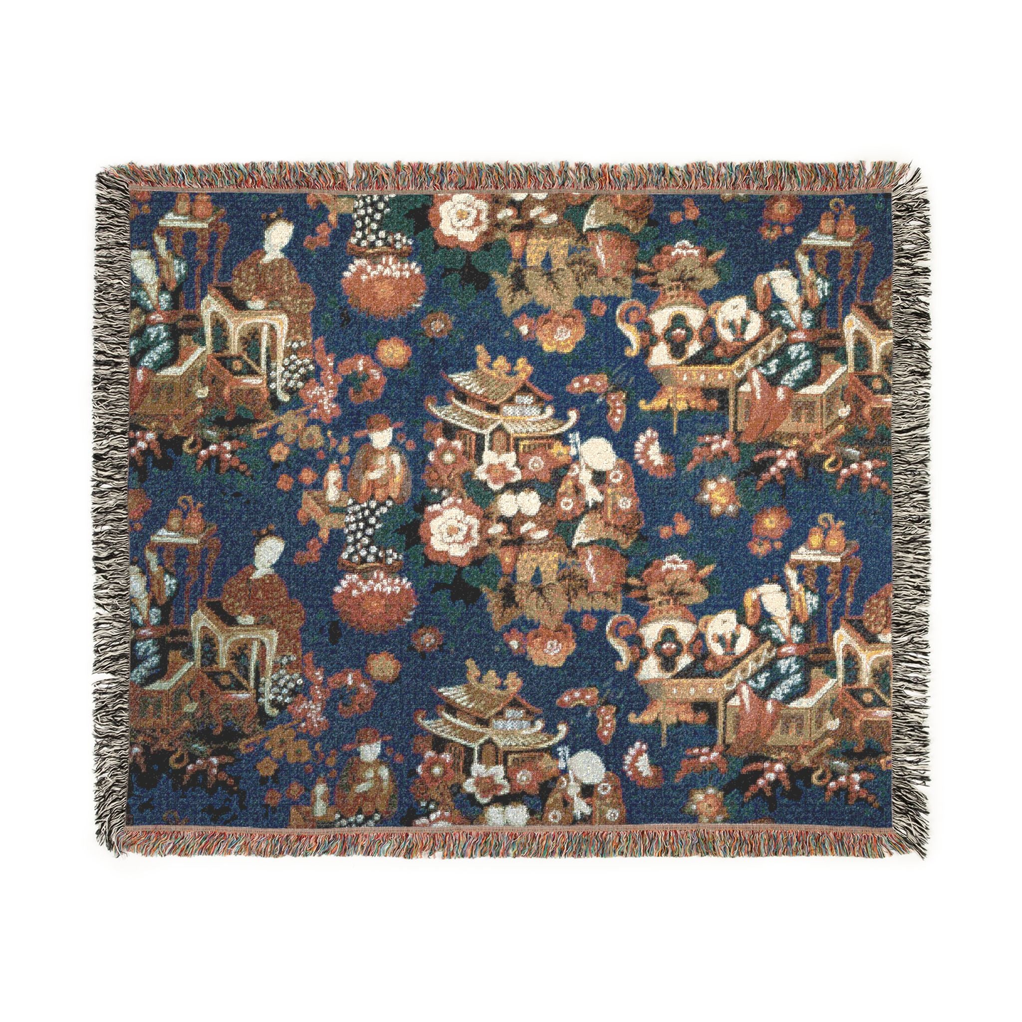 002_a-chinese-tea-party-furnishing-fabric | Woven Tapestry Blanket - Image 7