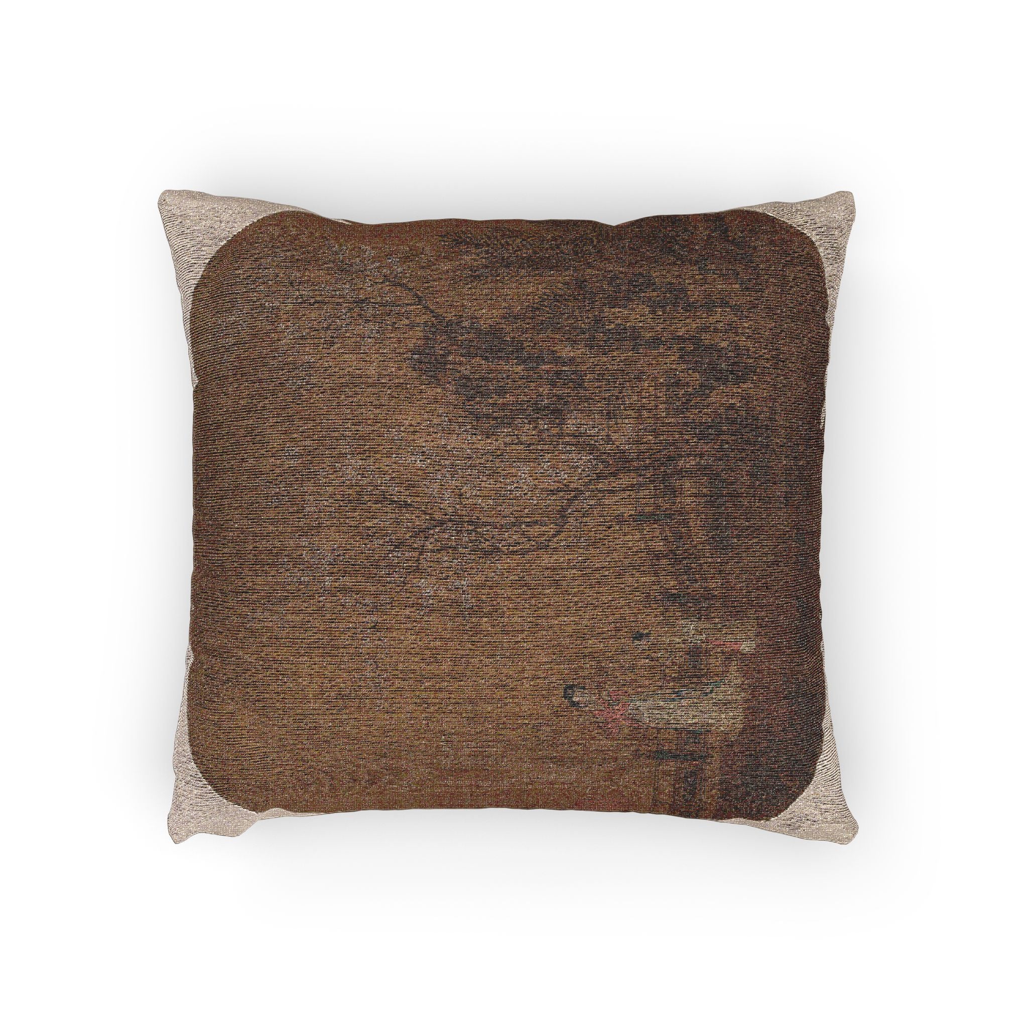 031_woman-with-female-servant-in-a-palace-garden | Woven Pillow - Image 2
