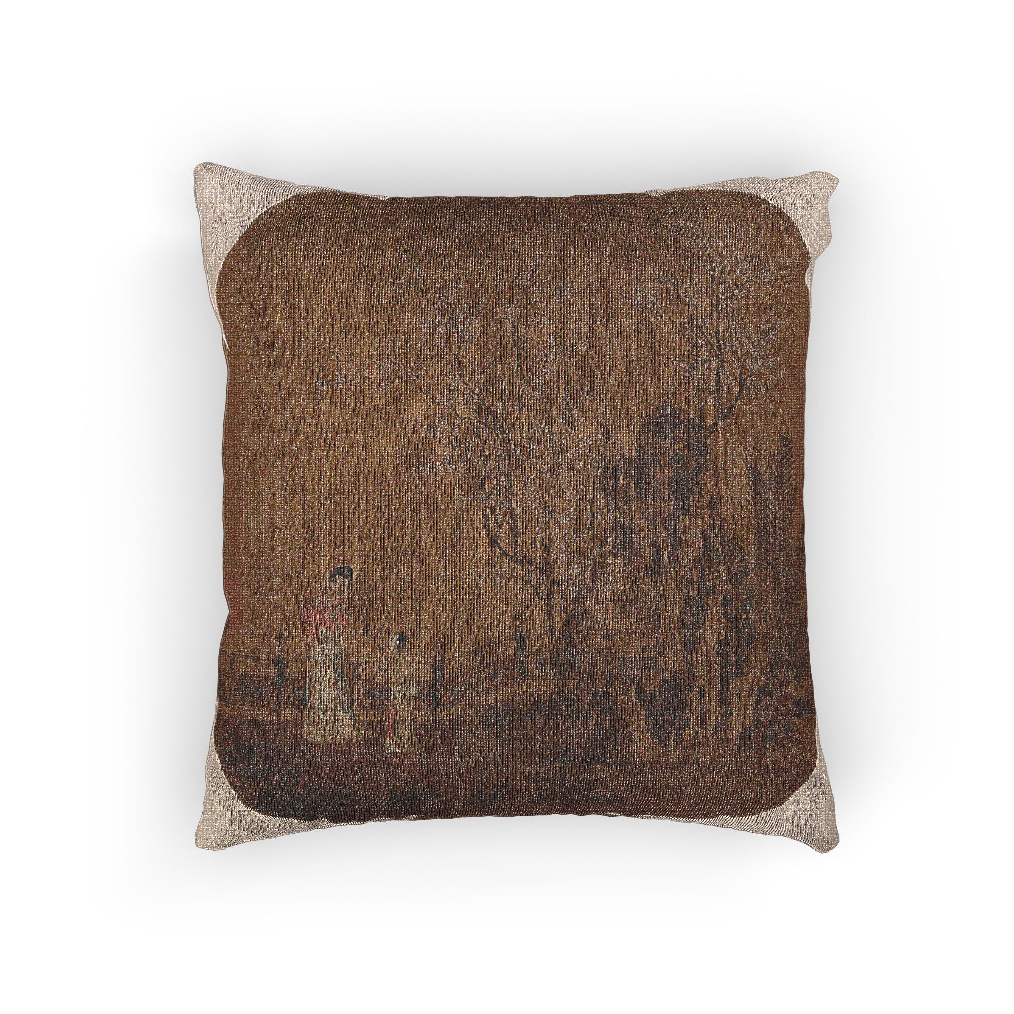 031_woman-with-female-servant-in-a-palace-garden | Woven Pillow - Image 3
