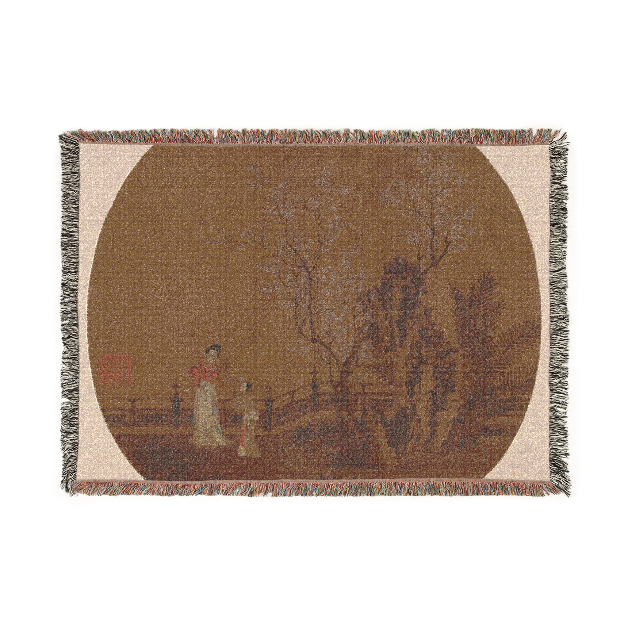 031_woman-with-female-servant-in-a-palace-garden | Woven Tapestry Blanket