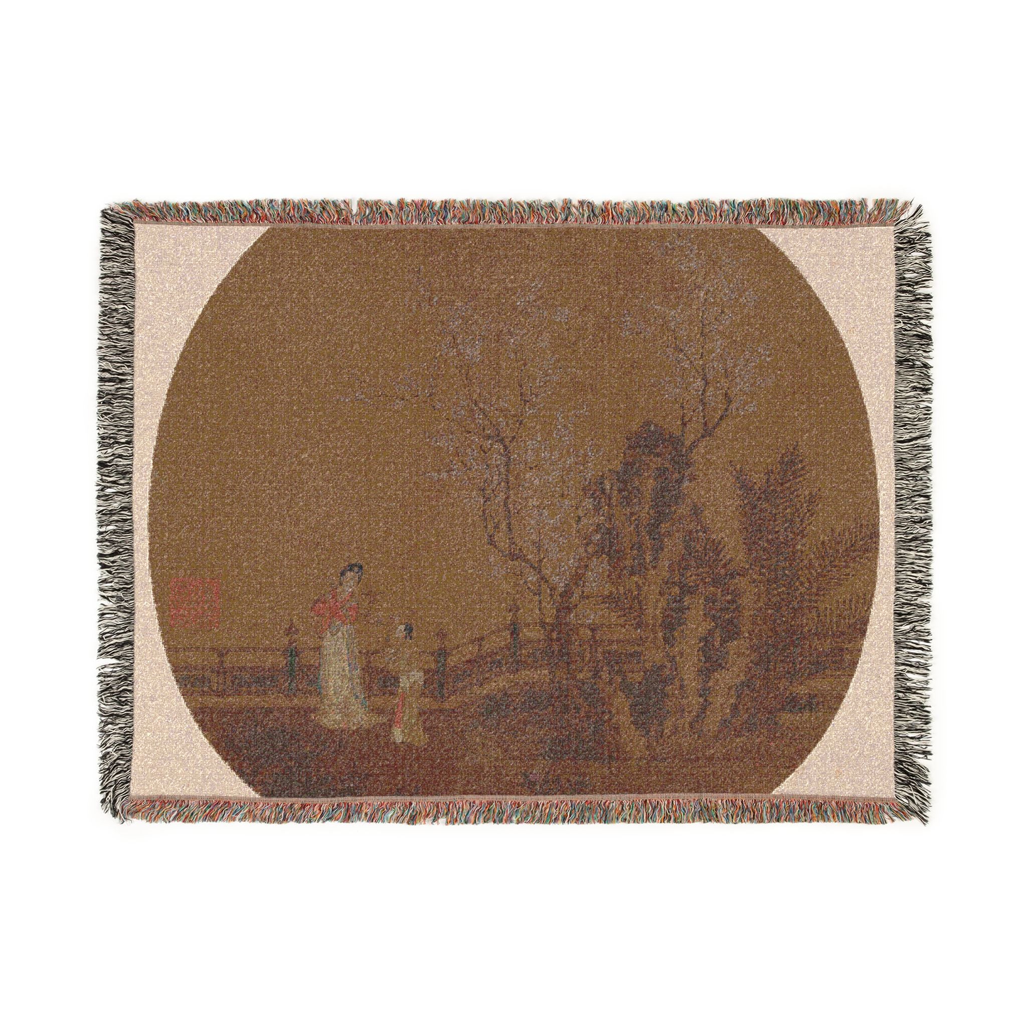 031_woman-with-female-servant-in-a-palace-garden | Woven Tapestry Blanket - Image 10