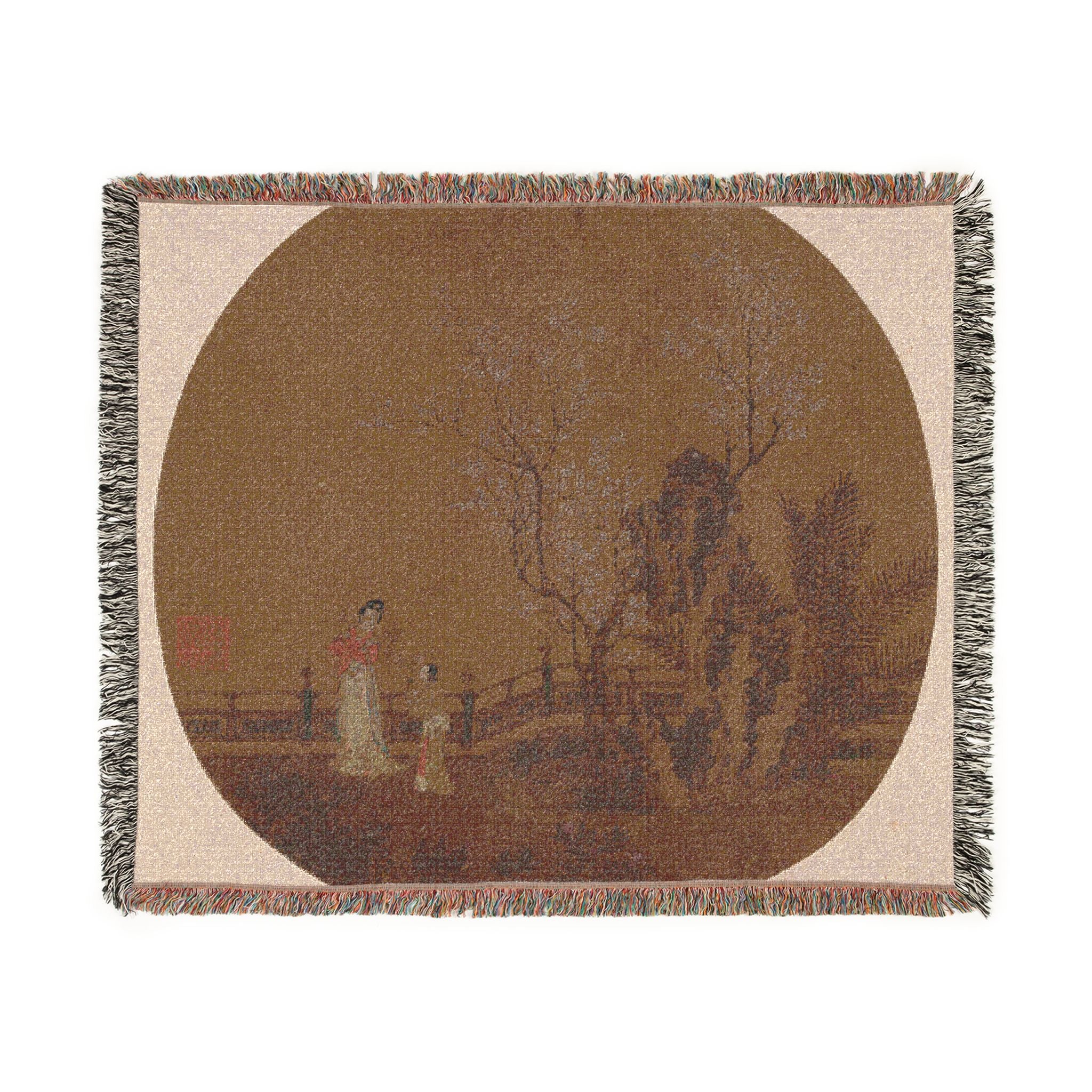 031_woman-with-female-servant-in-a-palace-garden | Woven Tapestry Blanket - Image 7