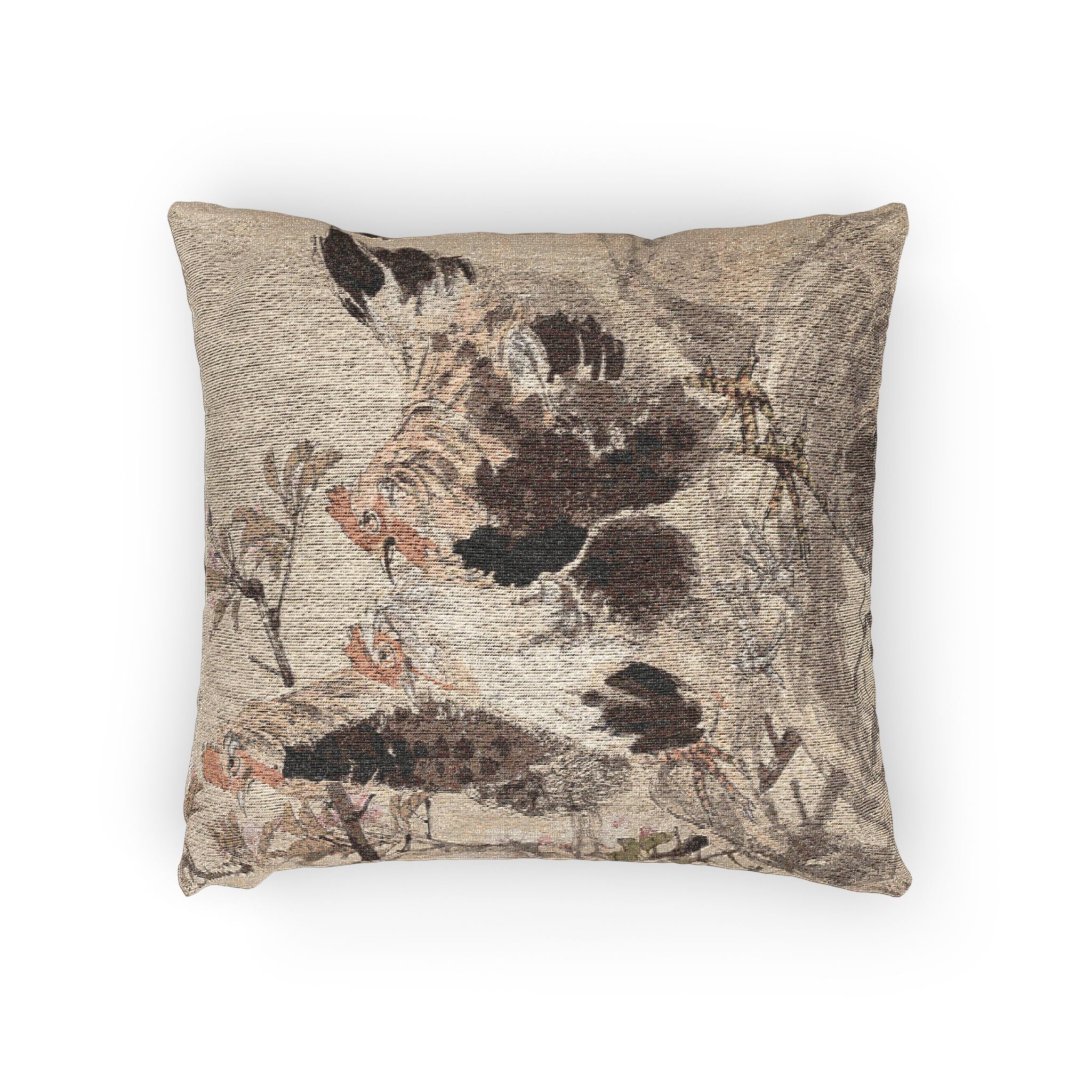 045_roosters-and-blossoming-apricots | Woven Pillow - Image 2