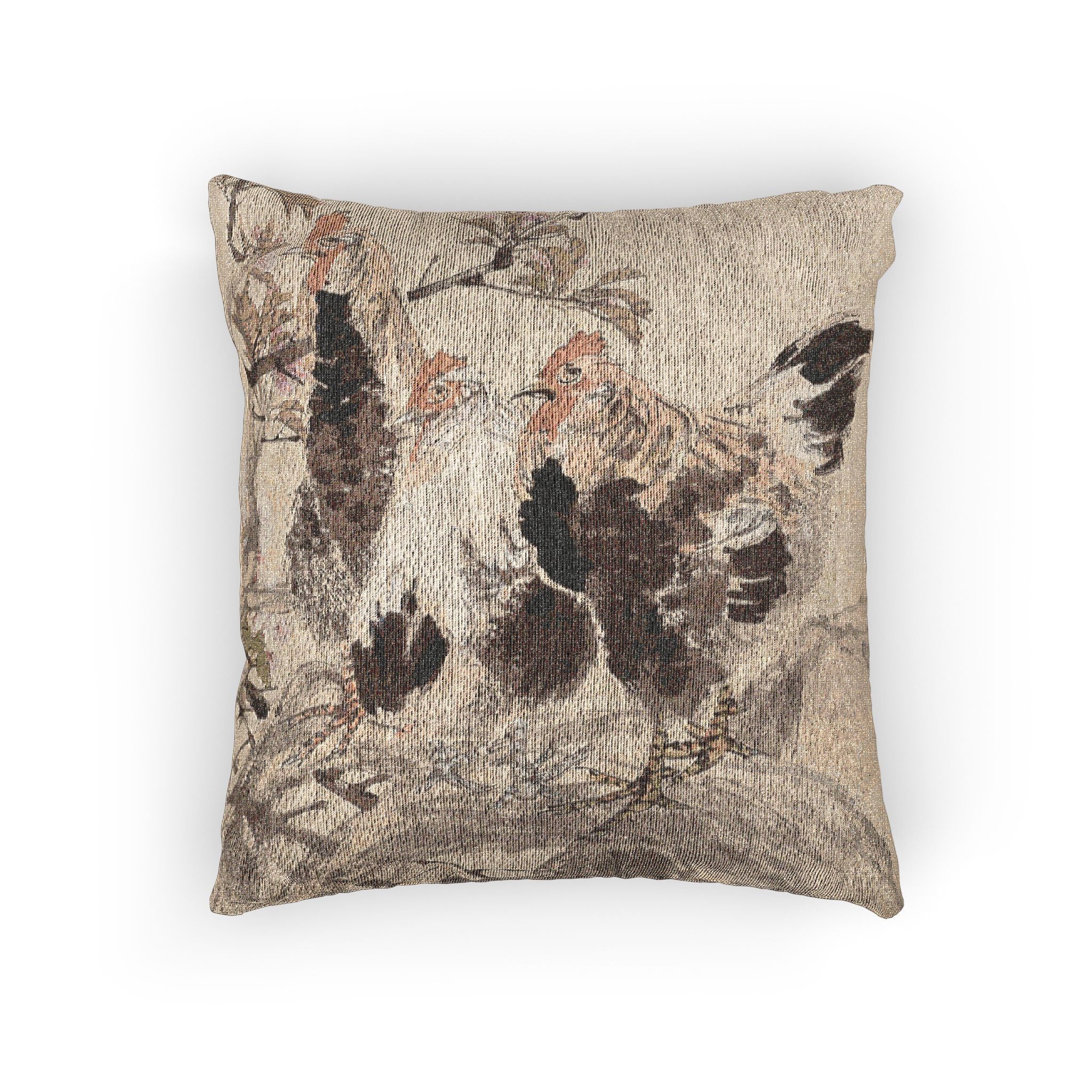 045_roosters-and-blossoming-apricots | Woven Pillow - Image 3