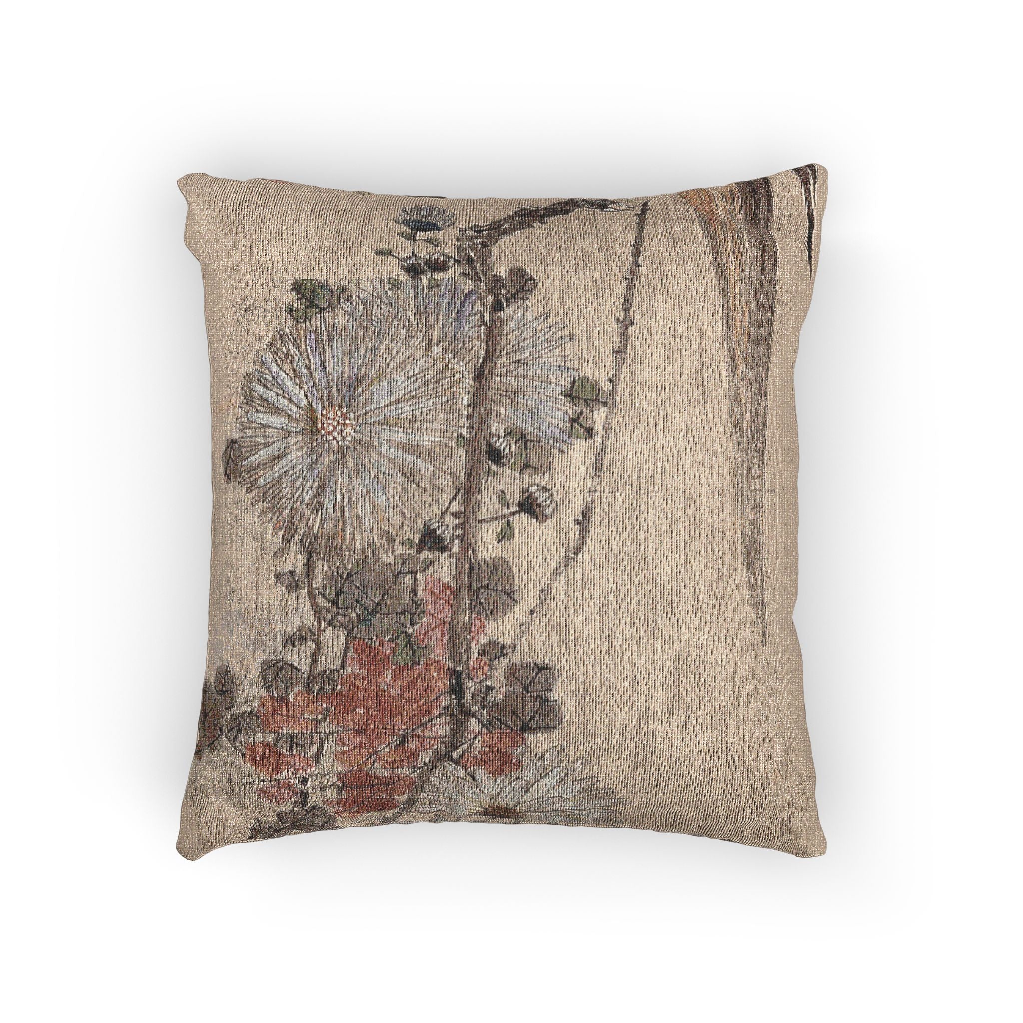050_parrot-and-chrysanthemums | Woven Pillow