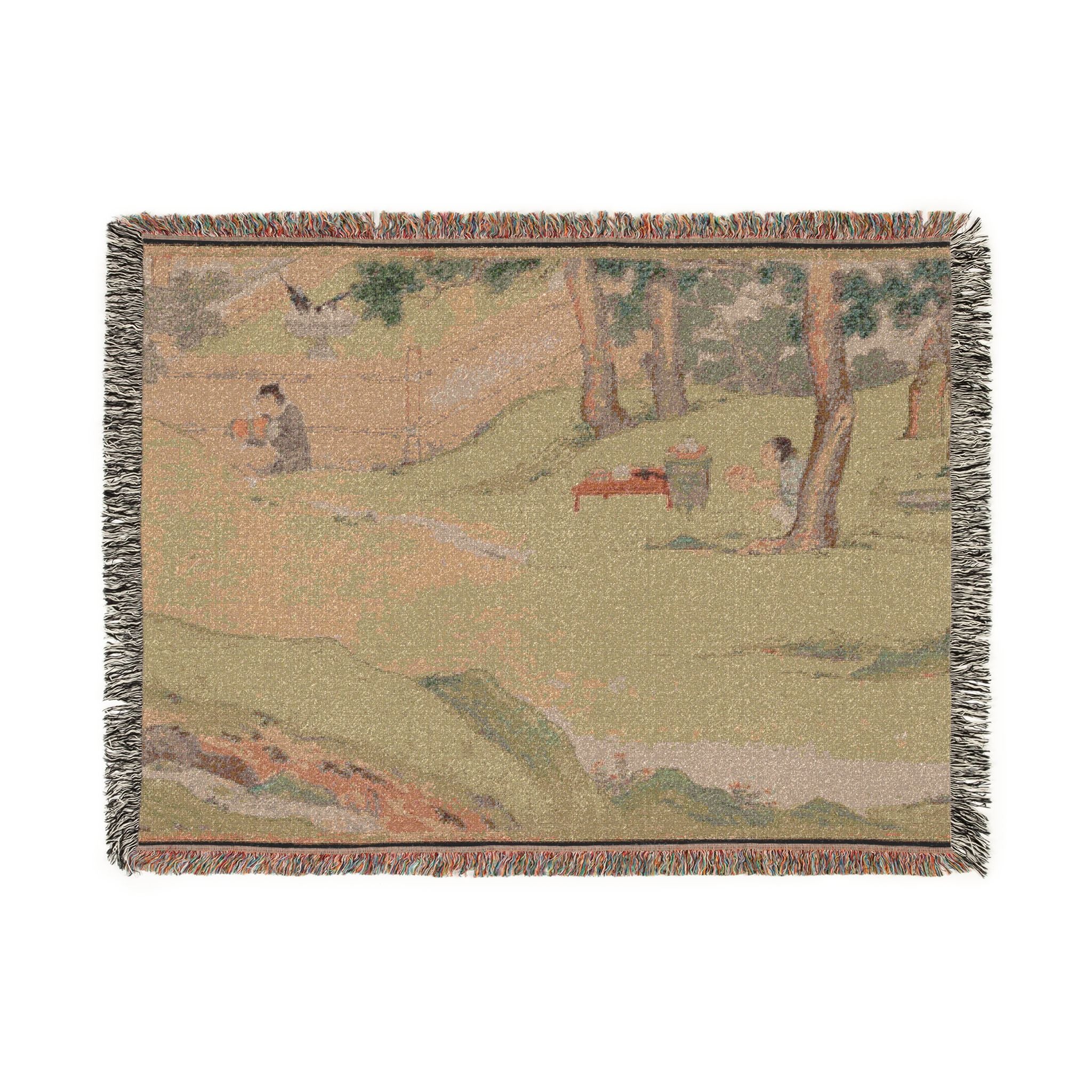 081_zhao-mengfu-writing-the-heart-sutra-in-excha | Woven Tapestry Blanket - Image 10