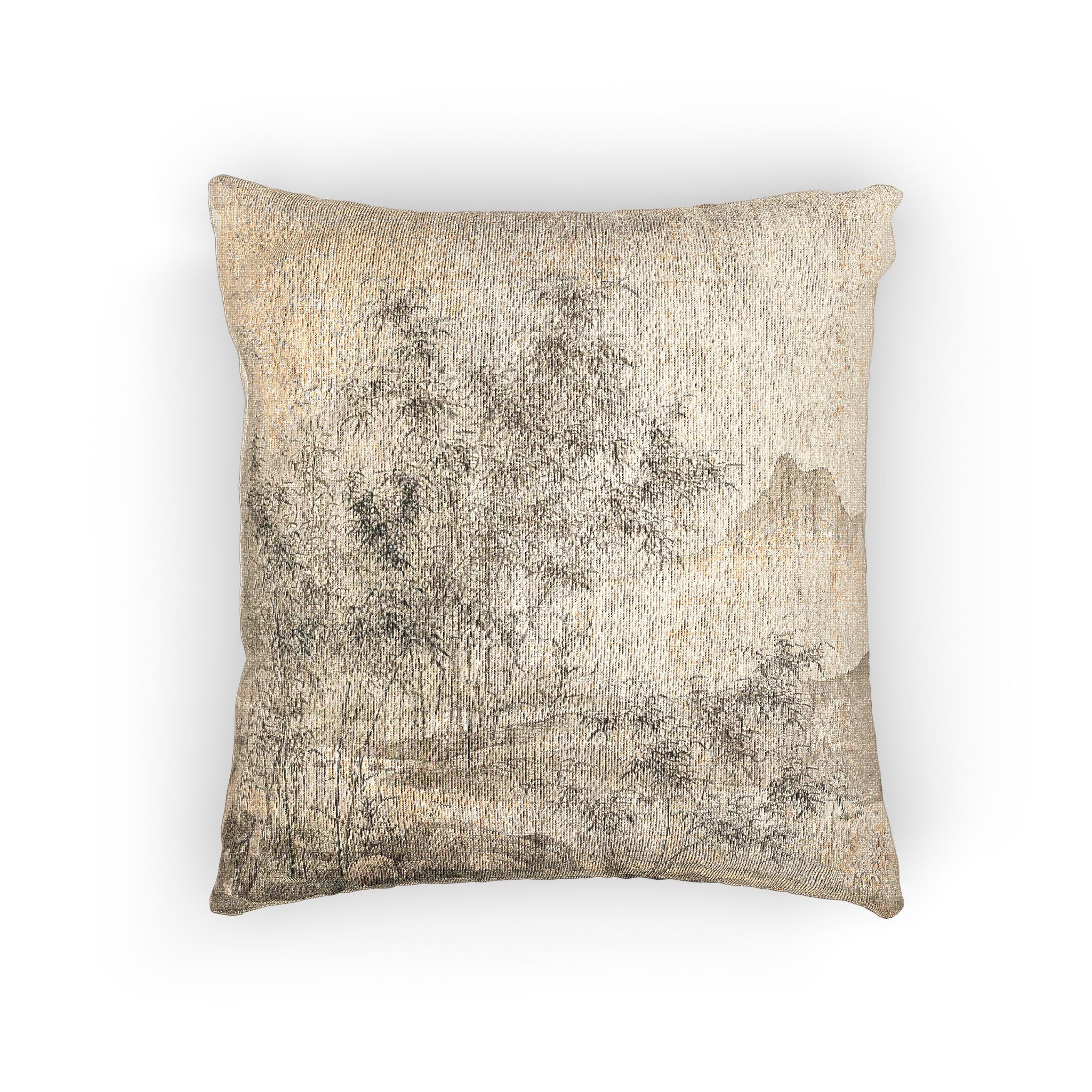 110_a-solitary-crane-in-the-bamboo-grove | Woven Pillow - Image 3