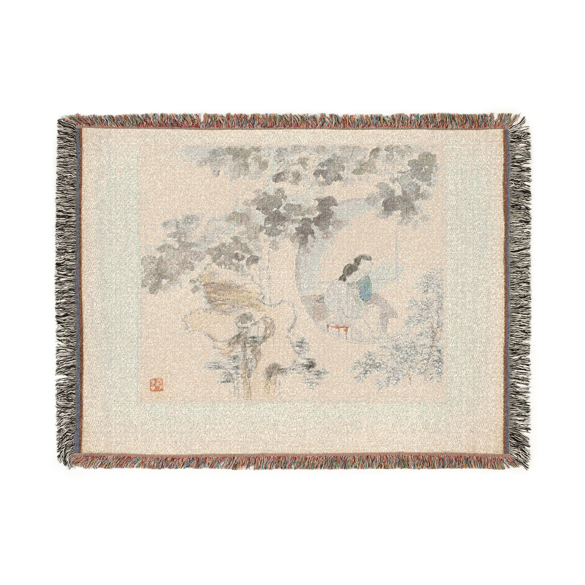 117_two-women-with-needlework-in-a-garden | Woven Tapestry Blanket - Image 10
