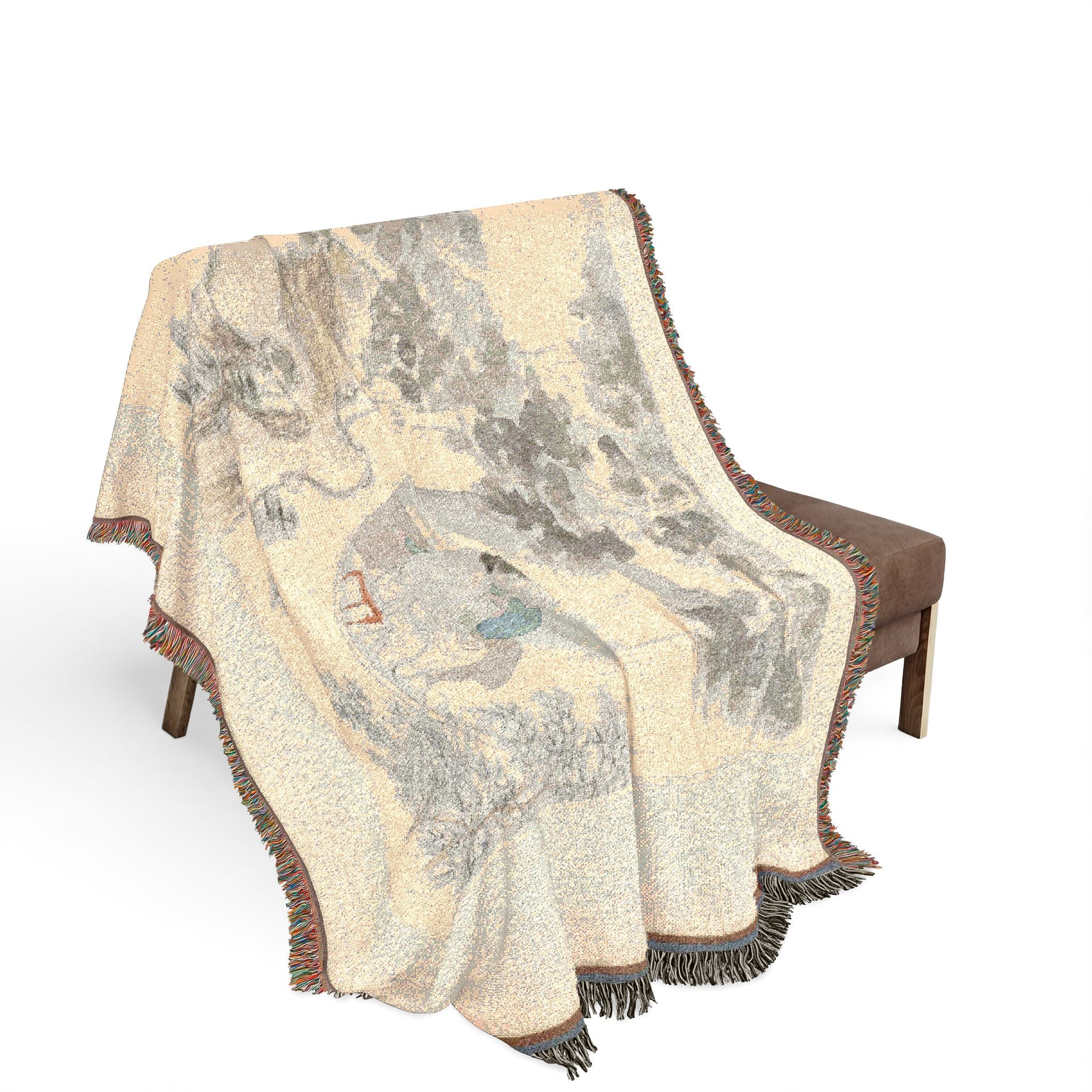 117_two-women-with-needlework-in-a-garden | Woven Tapestry Blanket - Image 3