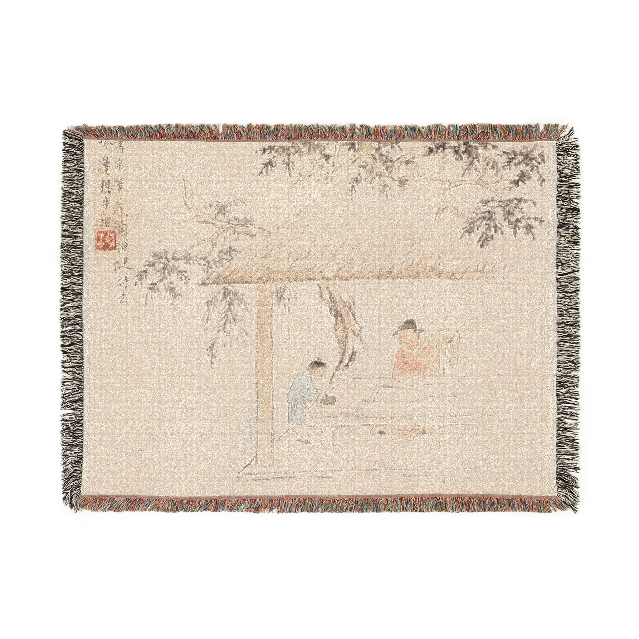 118_a-scholar-at-a-table-with-a-servant | Woven Tapestry Blanket - Image 10