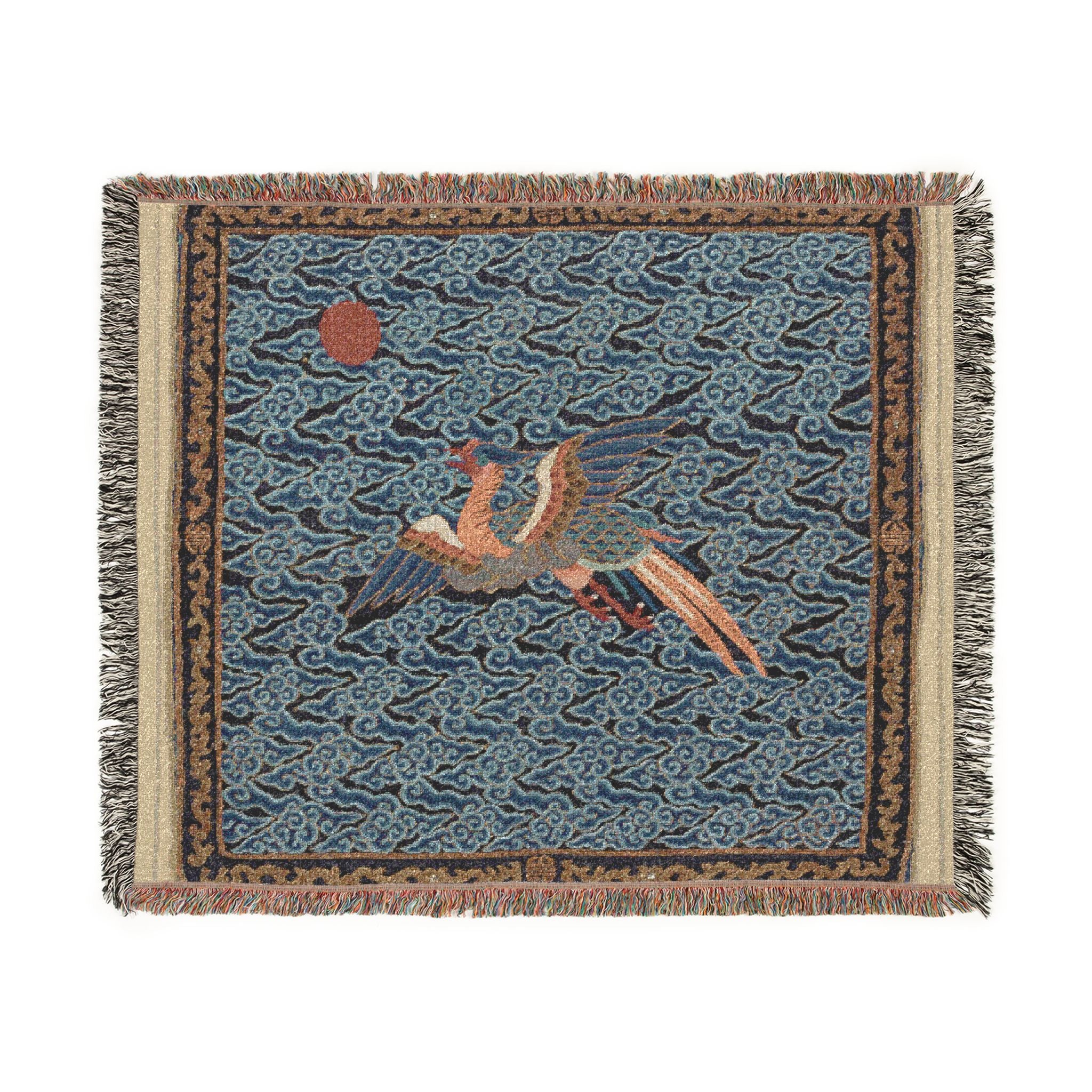 140_rank-badge-with-pheasant | Woven Tapestry Blanket - Image 7