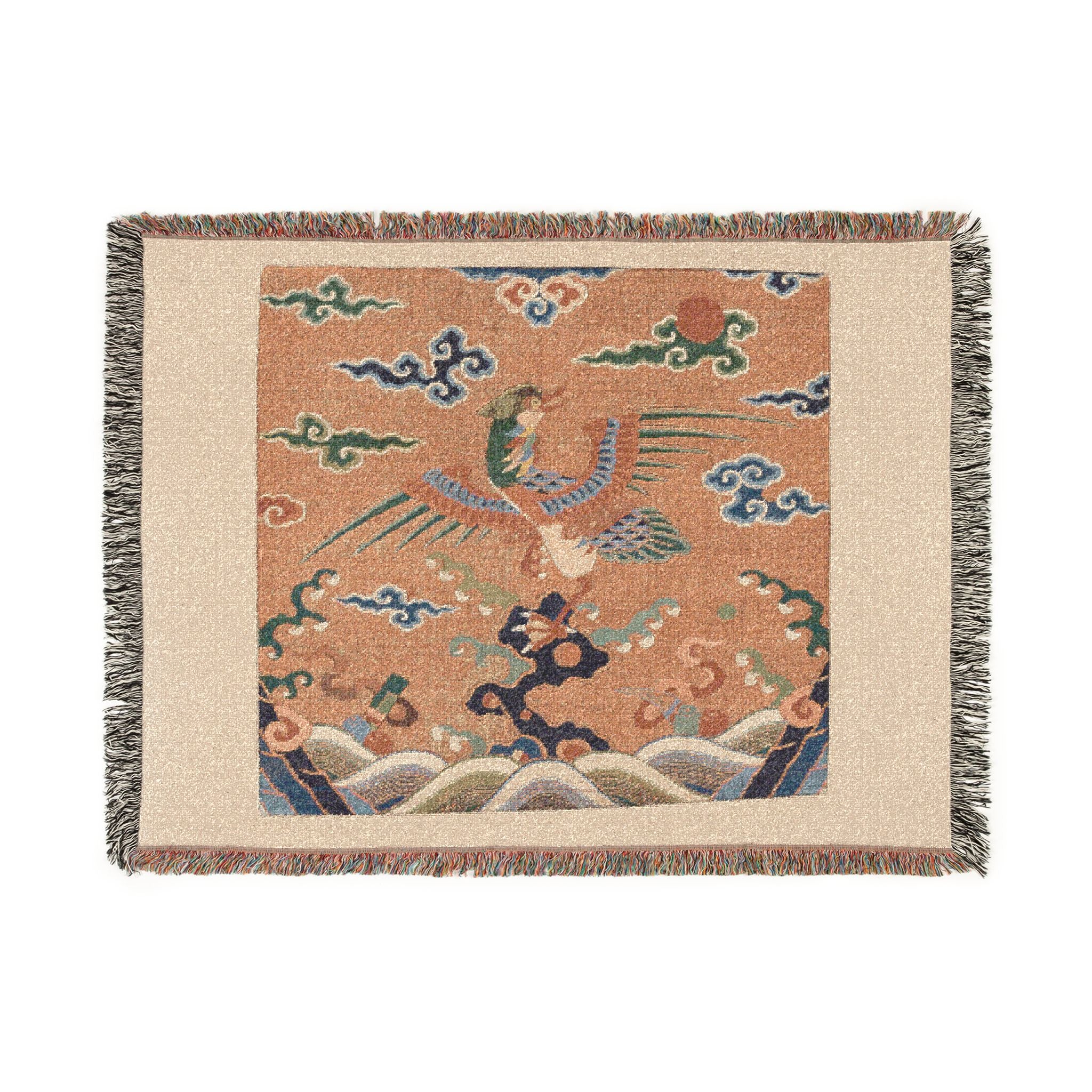 142_rank-badge-with-mandarin-duck | Woven Tapestry Blanket - Image 10
