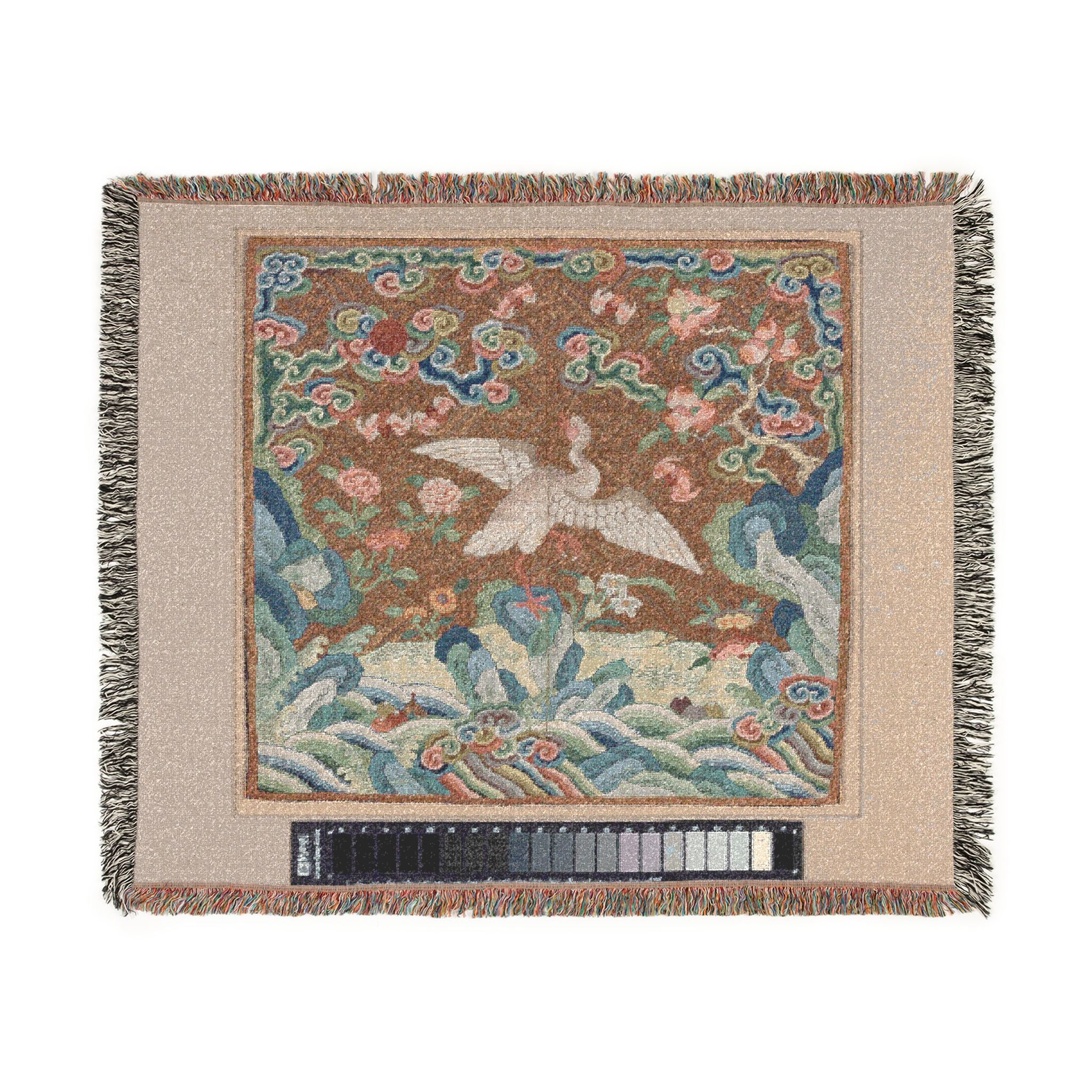 150_rank-badge-with-bird-and-flower-motifs | Woven Tapestry Blanket - Image 2