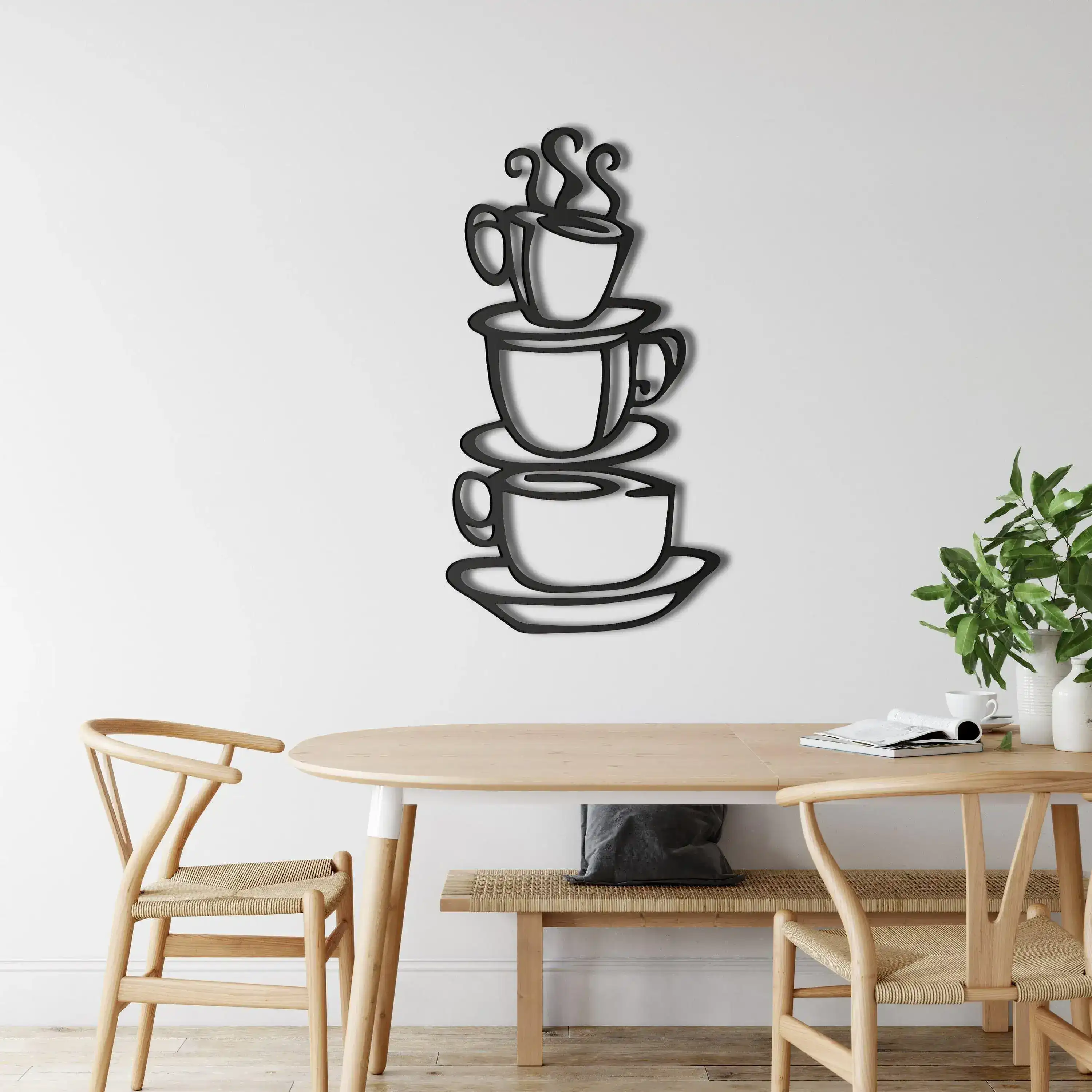 3 Cups of Coffee Wall Metal Decor - Image 2
