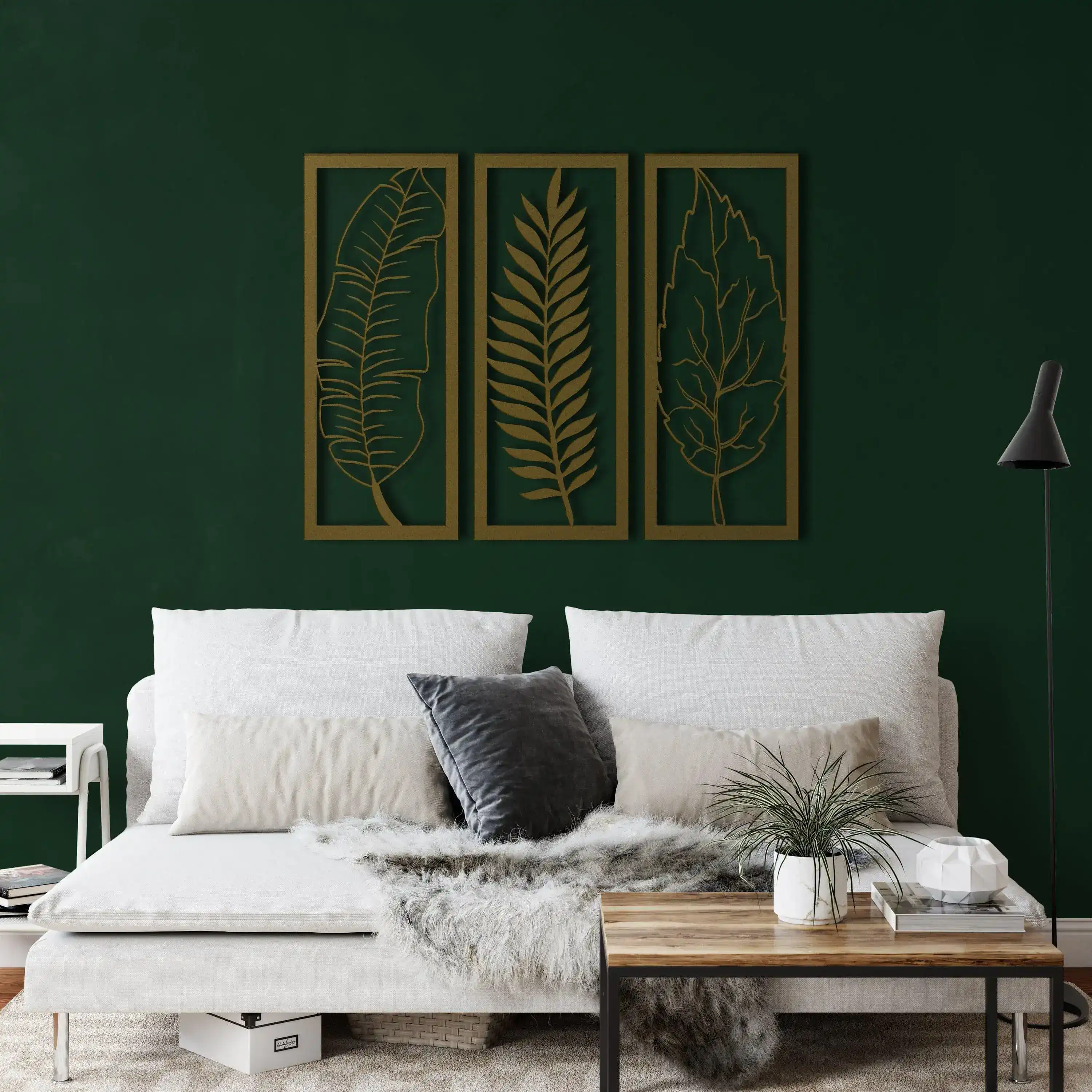3 Panel Leaves Metal Wall Hanging - Image 10
