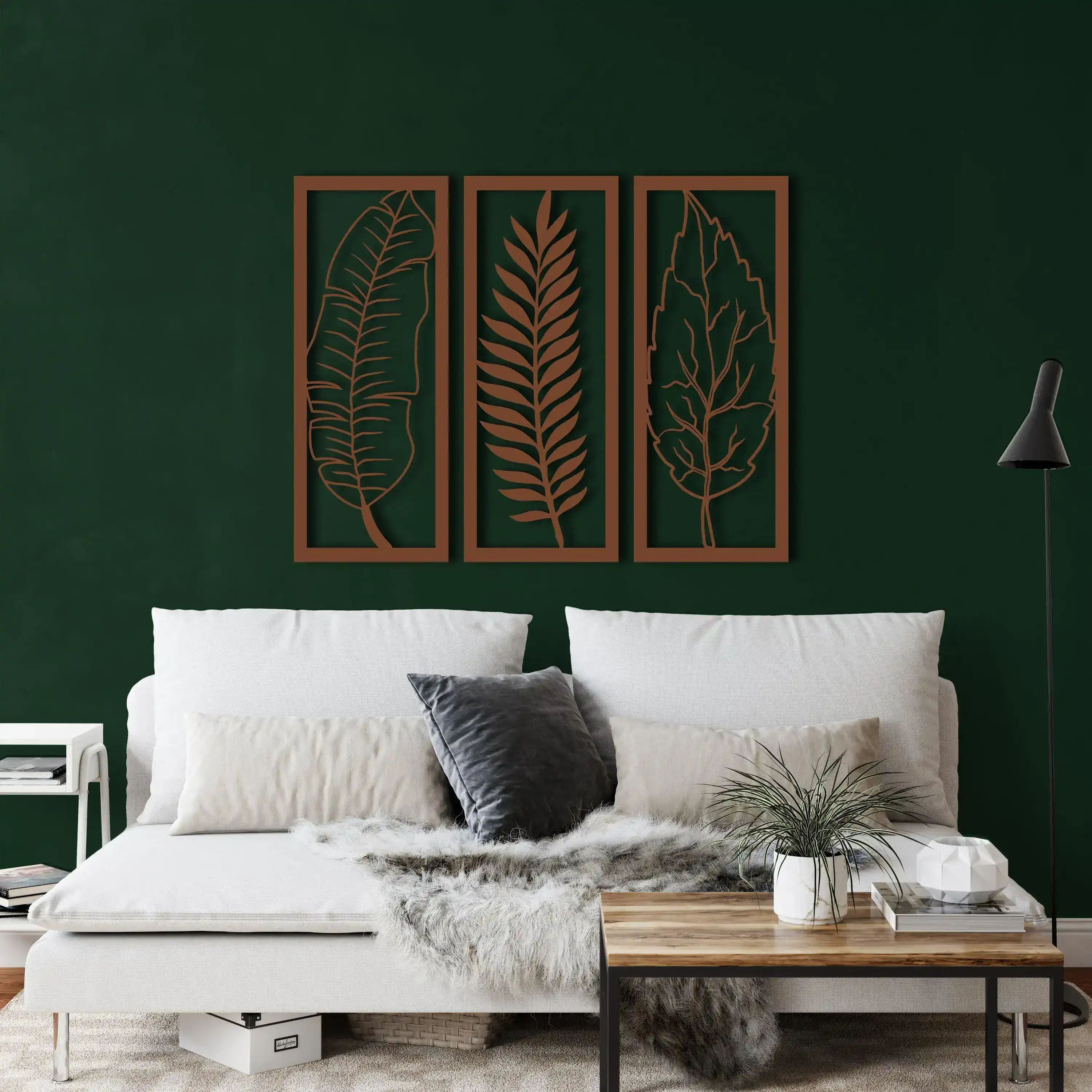 3 Panel Leaves Metal Wall Hanging - Image 11