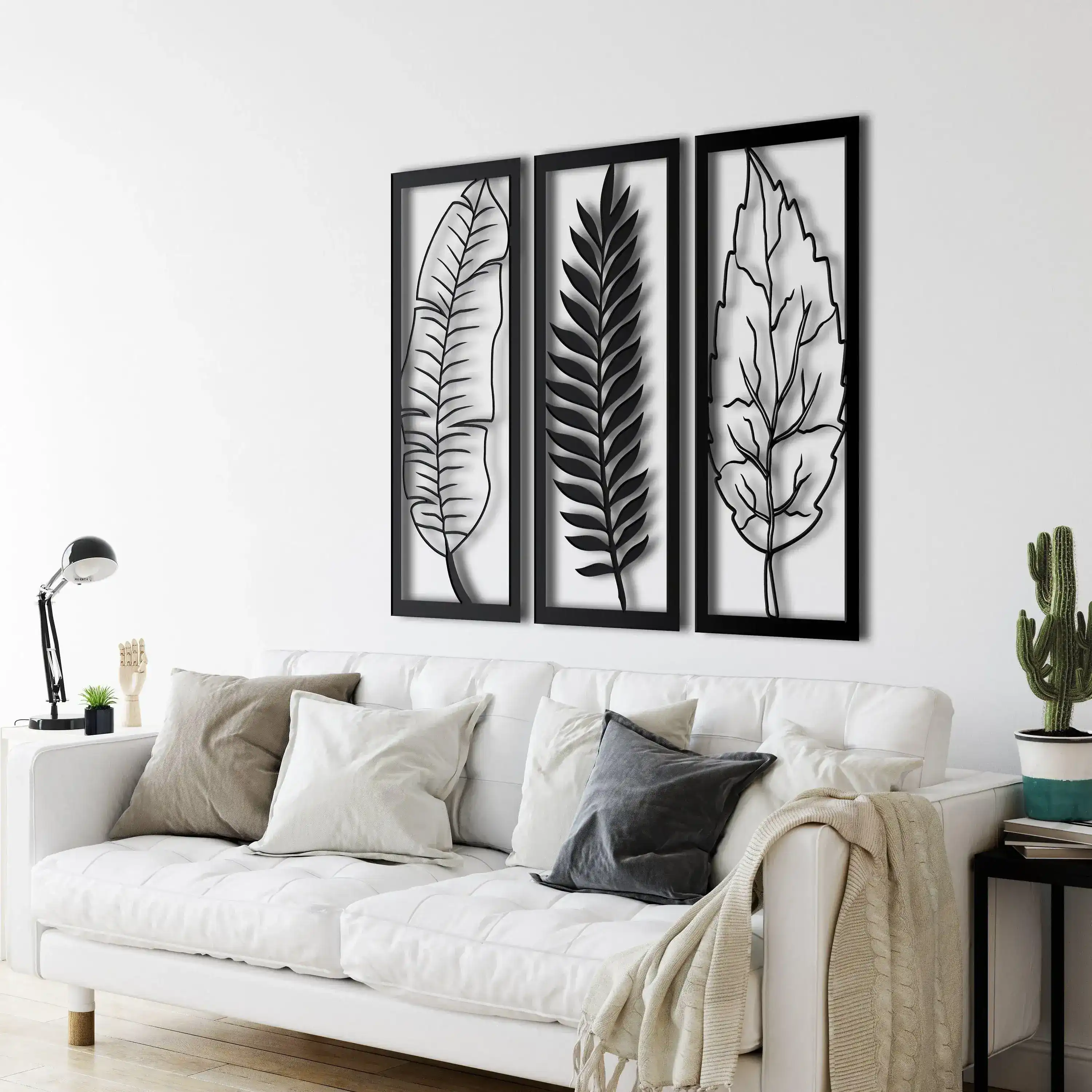 3 Panel Leaves Metal Wall Hanging - Image 3