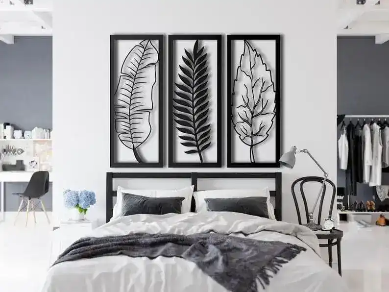 3 Panel Leaves Metal Wall Hanging - Image 4