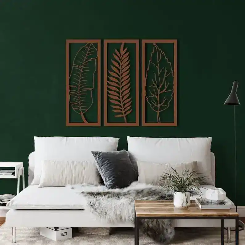 3 Panel Leaves Metal Wall Hanging - Image 5