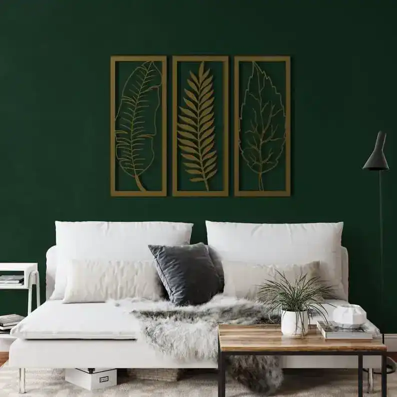 3 Panel Leaves Metal Wall Hanging - Image 6