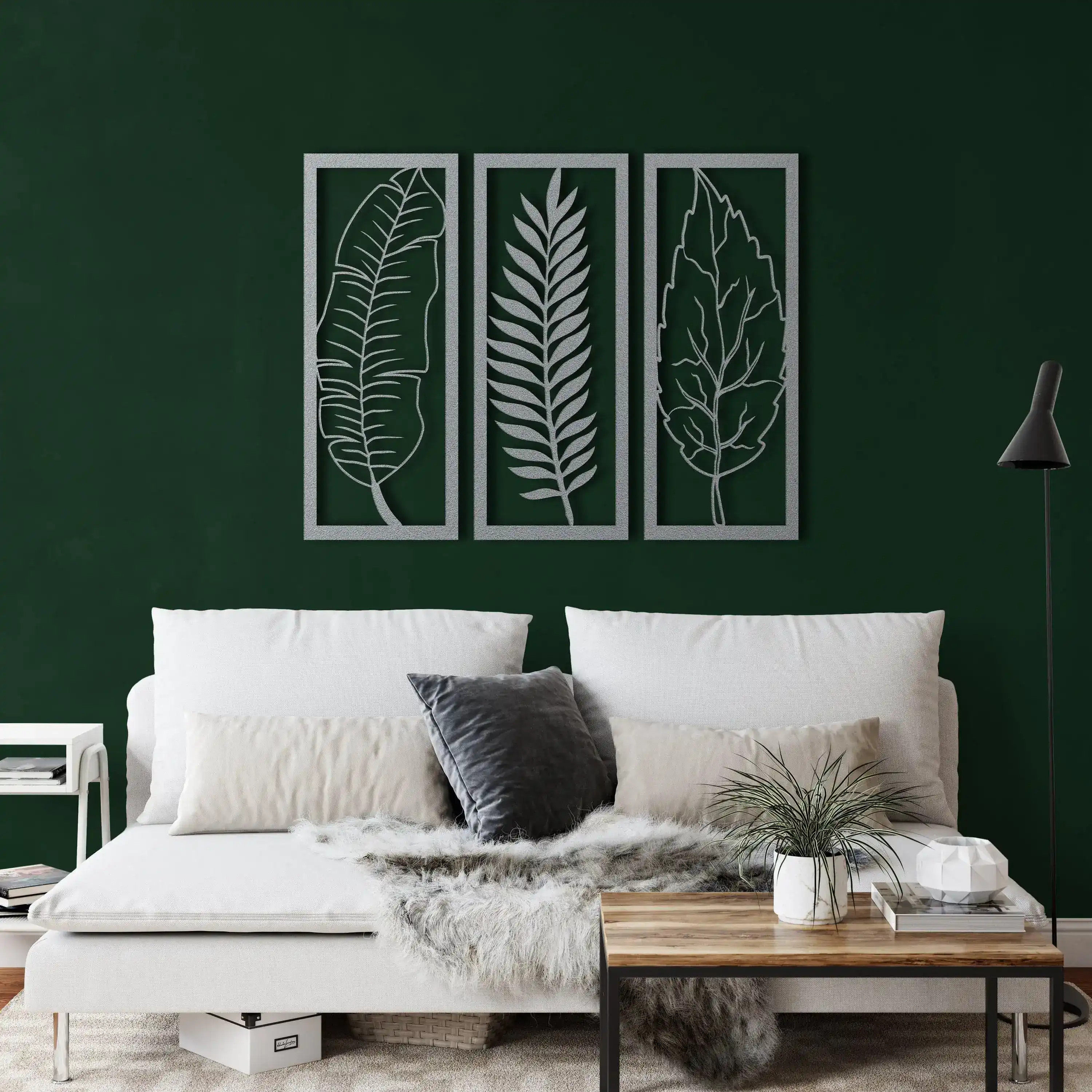 3 Panel Leaves Metal Wall Hanging - Image 9