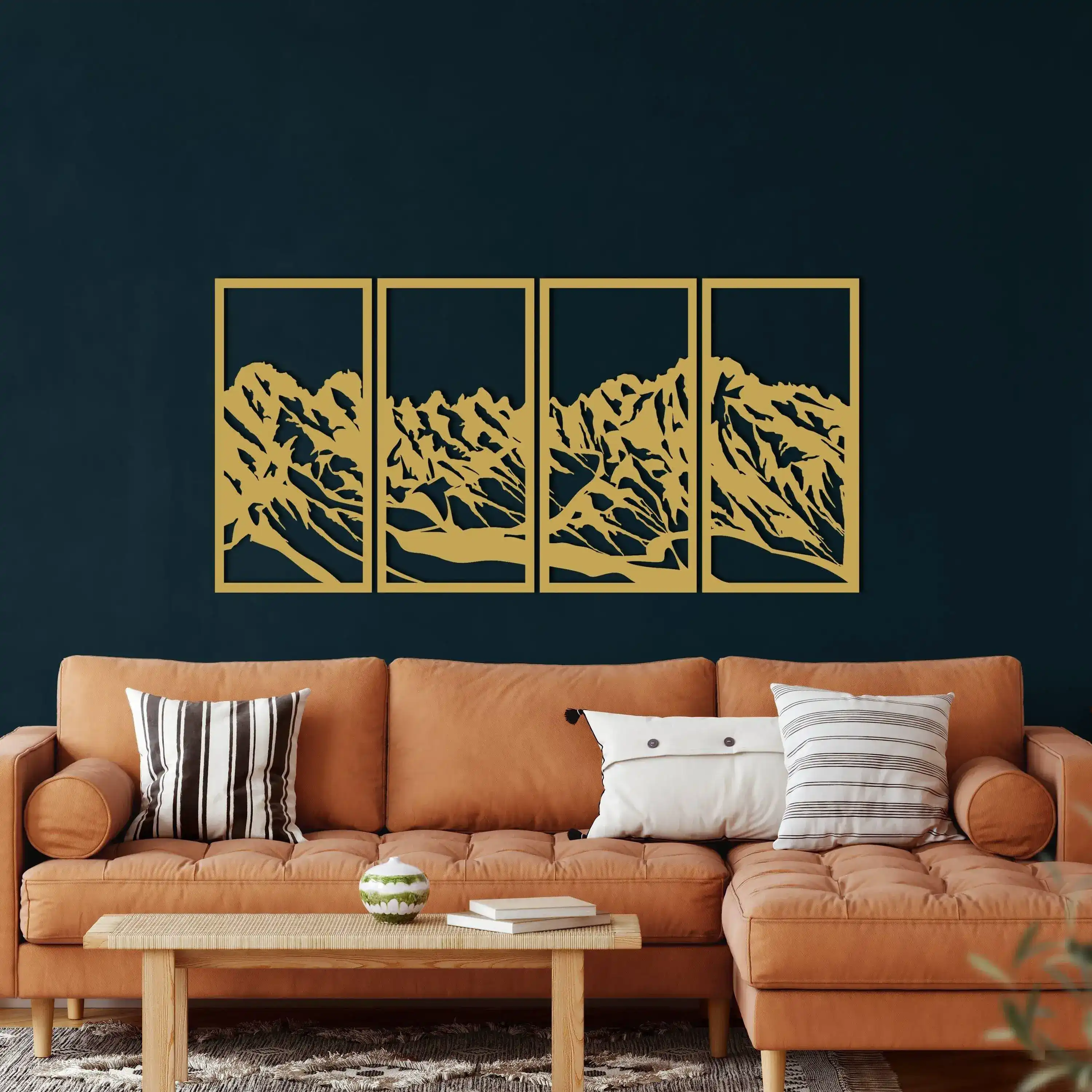 4 Panel Mountain Landscape Metal Wall Hangings - Image 12