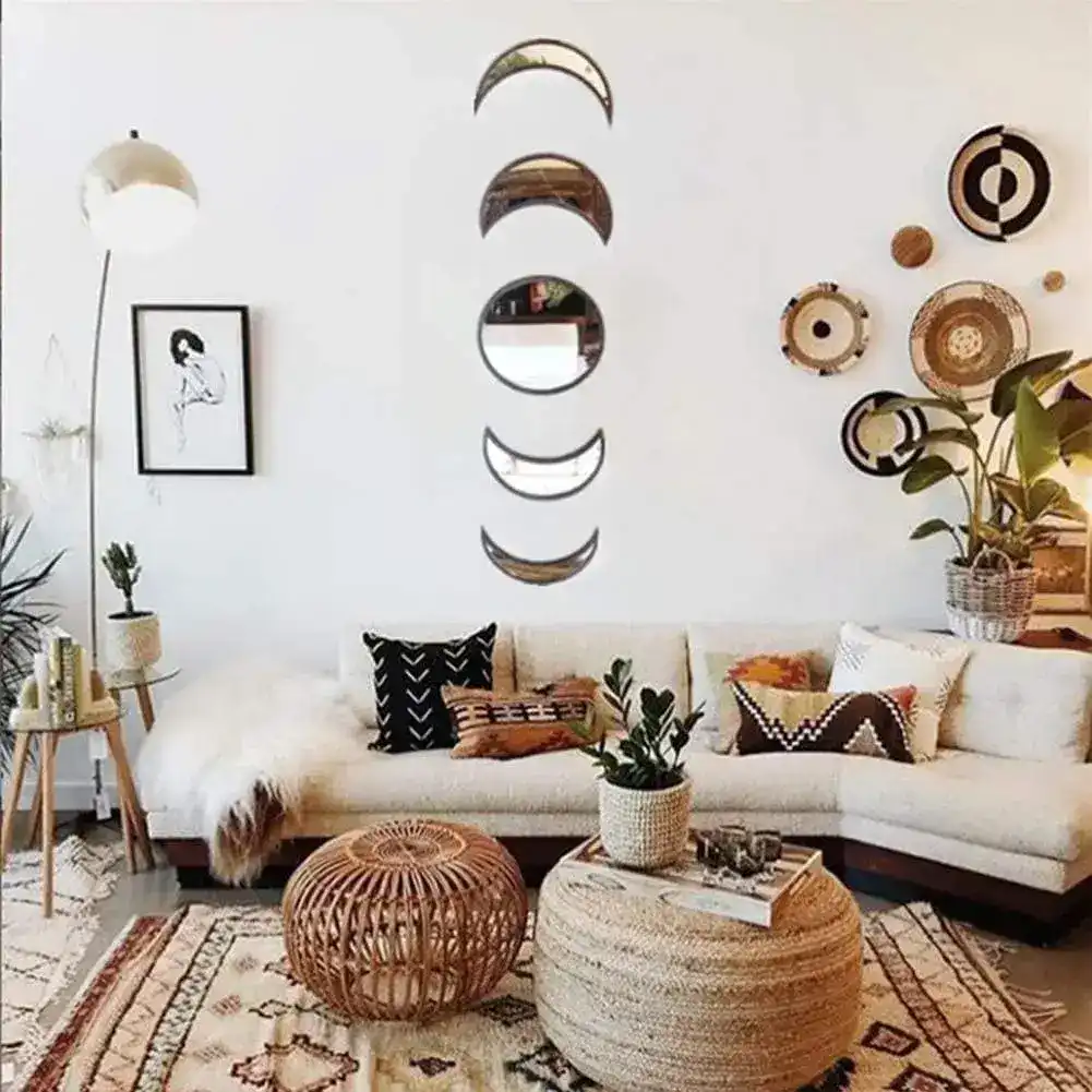 5 Moon Phase Accent Wall Mirrors - Image 2