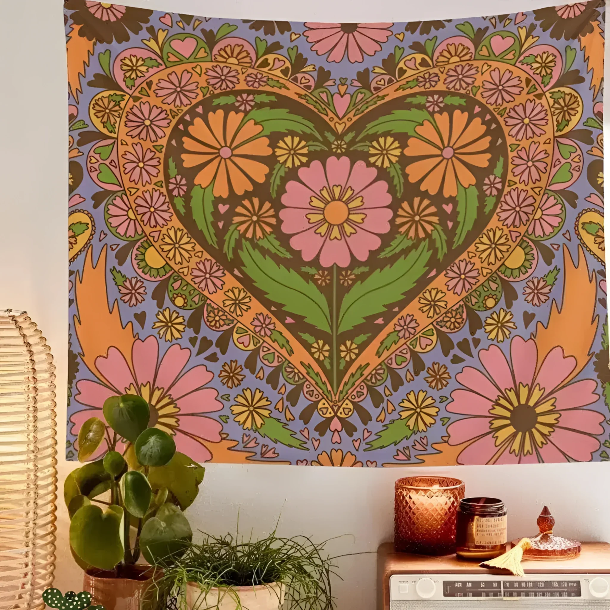 80S Retro Flower Wall Hanging Tapestry Wall Decor - Image 4