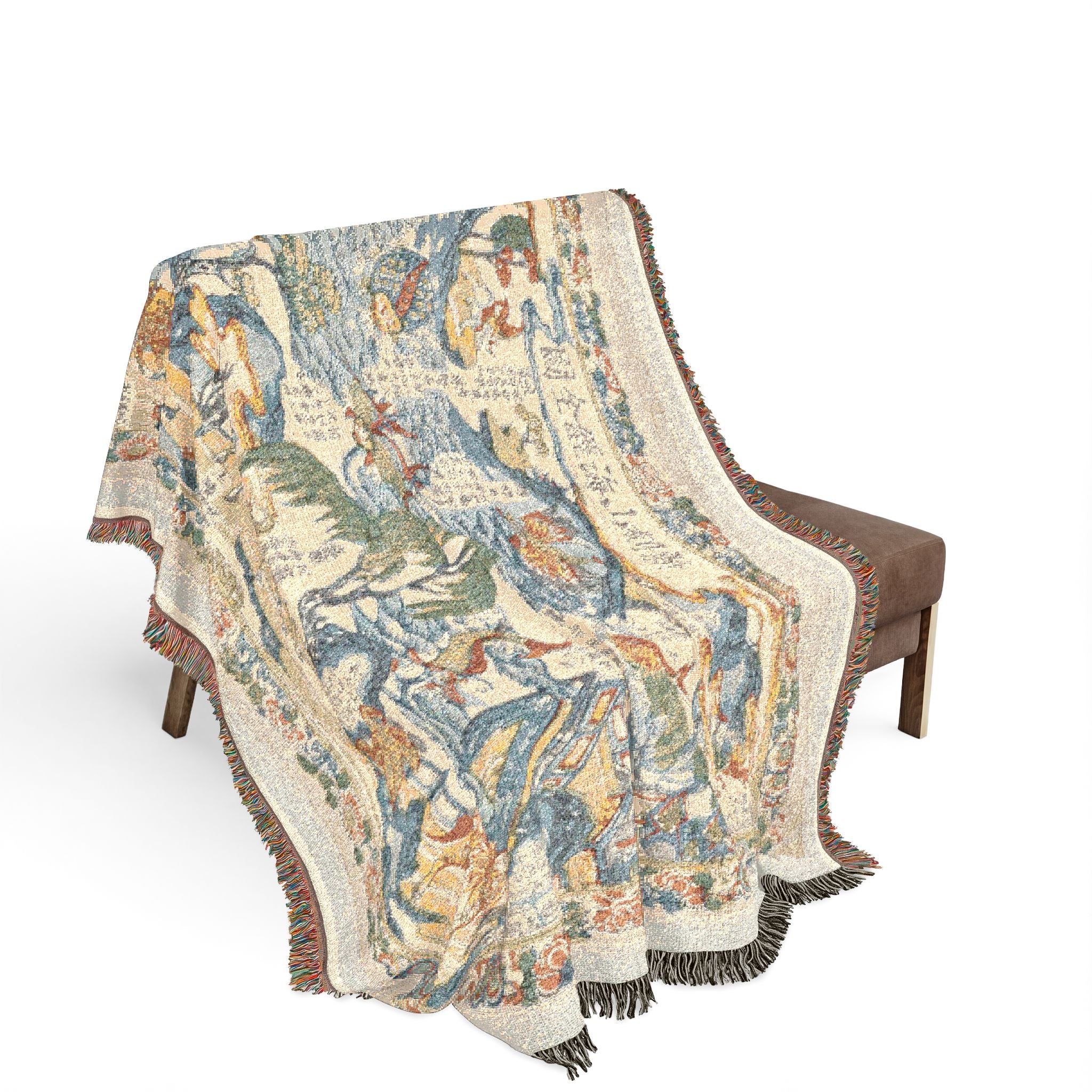 A Newly-Cut Print of Illustrations from The Classic of Mountains and Seas Woven Throw Blanket - Image 2