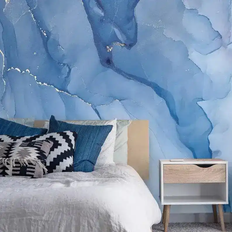 Abstract Art Blue Marble Wallpaper Mural - Image 4