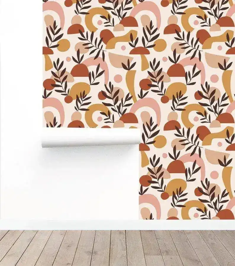 Abstract Beige Geometric Terracotta Wallpaper - Image 4