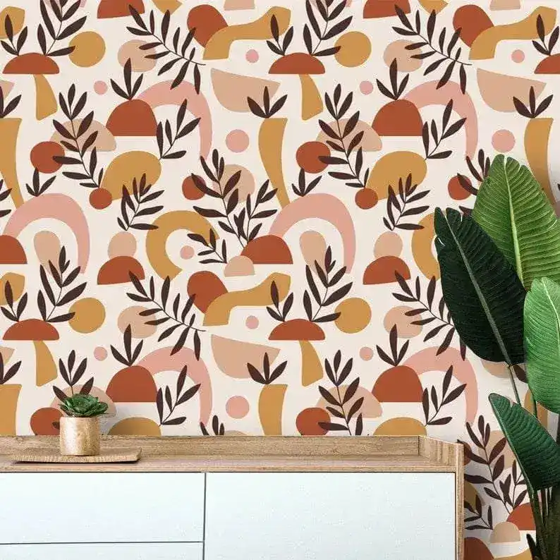 Abstract Beige Geometric Terracotta Wallpaper - Image 5