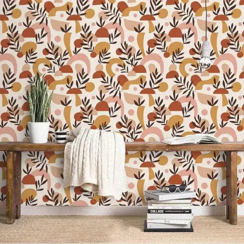 Abstract Beige Geometric Terracotta Wallpaper - Image 7