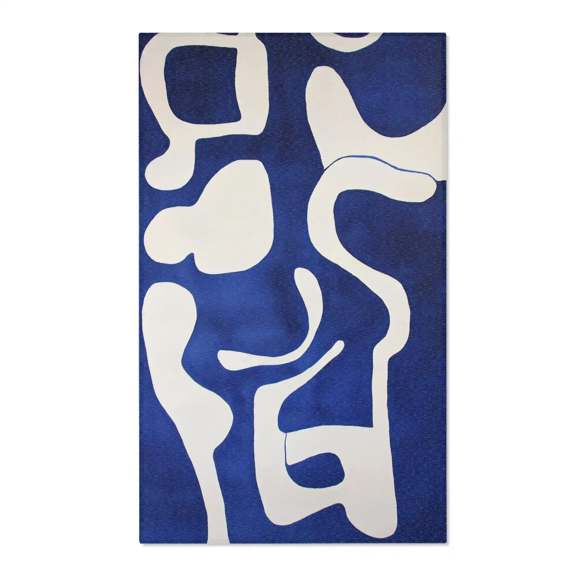 Abstract Blue & White Geometric Rug - Image 2