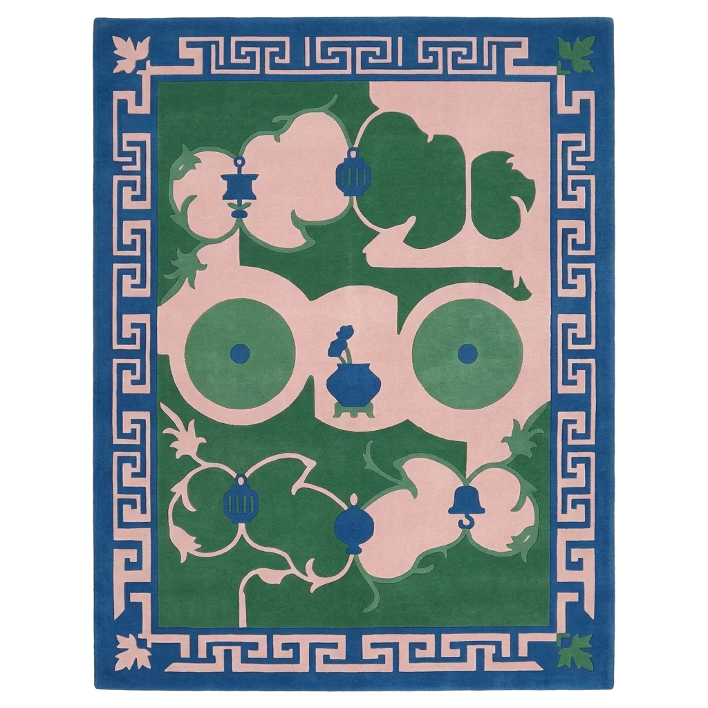 Abstract Botanical Cluster Hand Tufted Rug