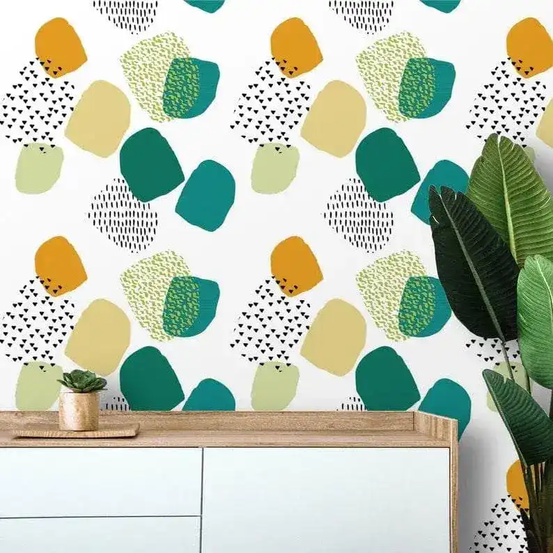 Abstract Colorful Geometric White Wallpaper - Image 4