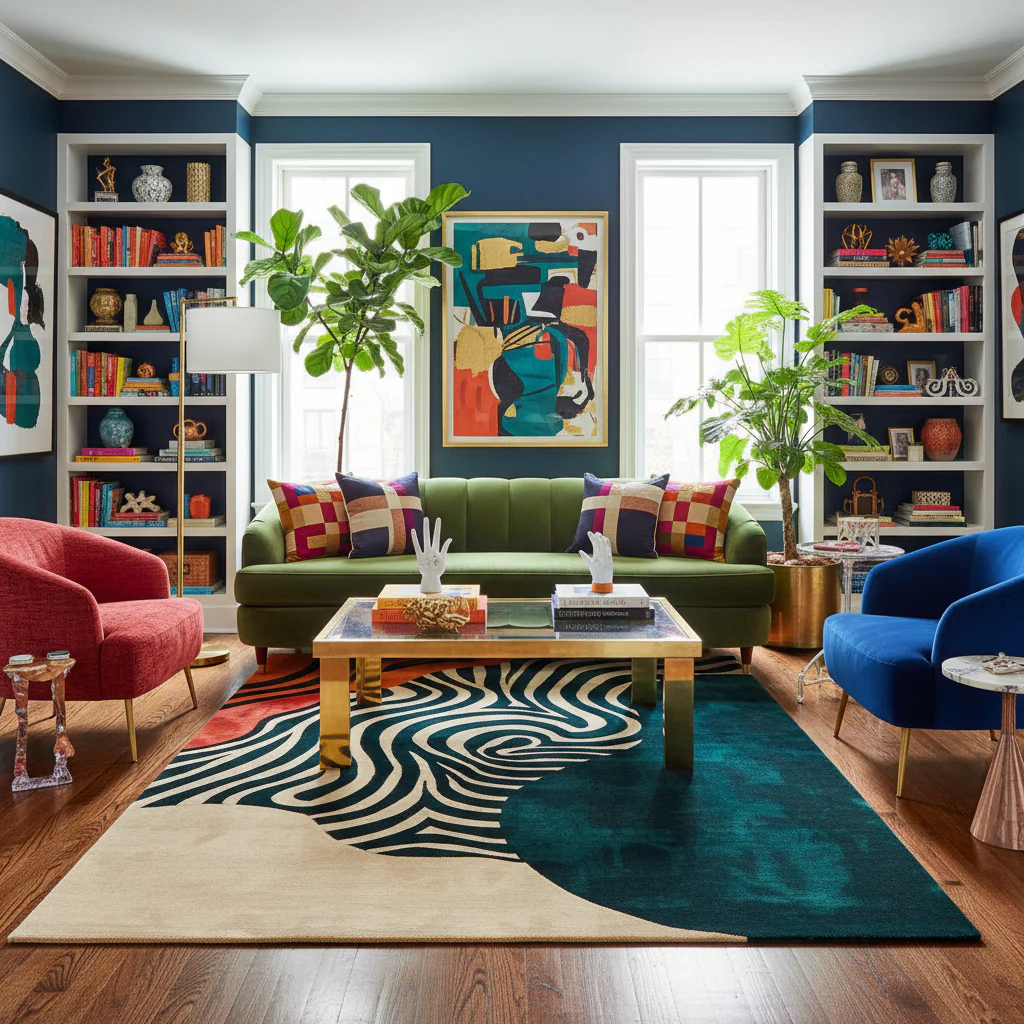 Abstract Ember Tufted Wool Rug - Image 3