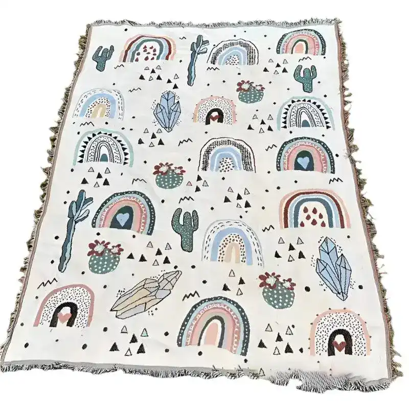Abstract Face Pattern Throw Blanket - Image 2