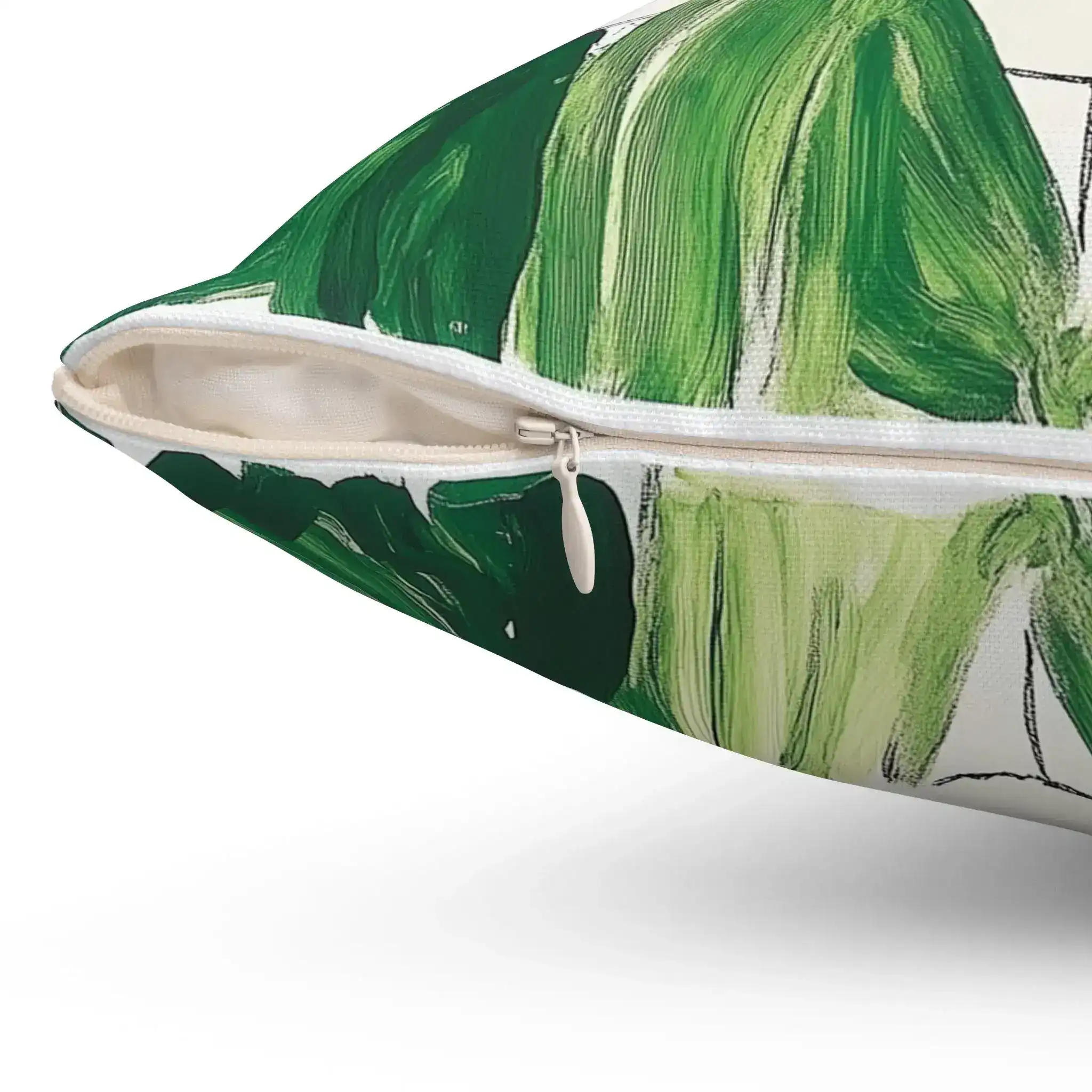 Abstract Green Portrait Throw Pillow - Image 2