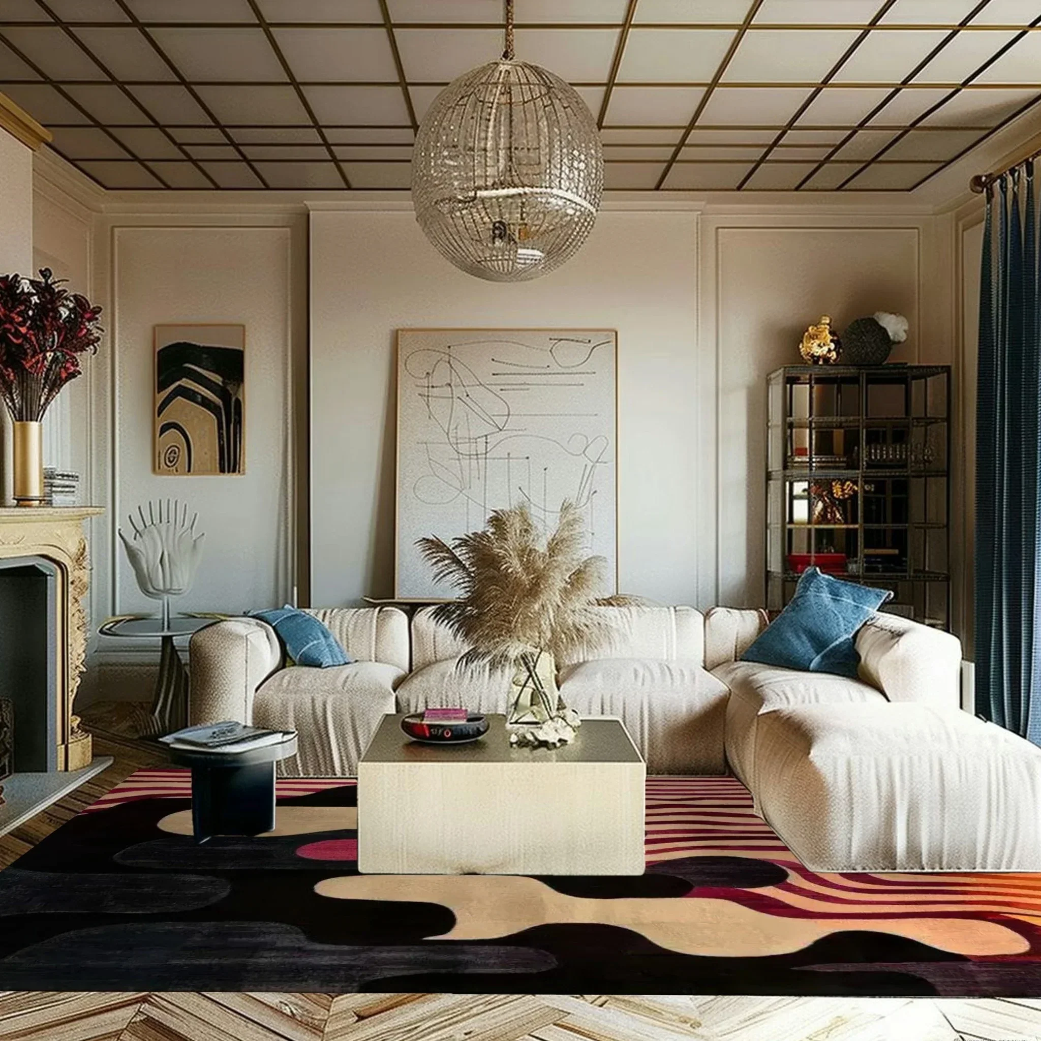 Abstract Ink Blot Hand Tufted Rug - Image 4
