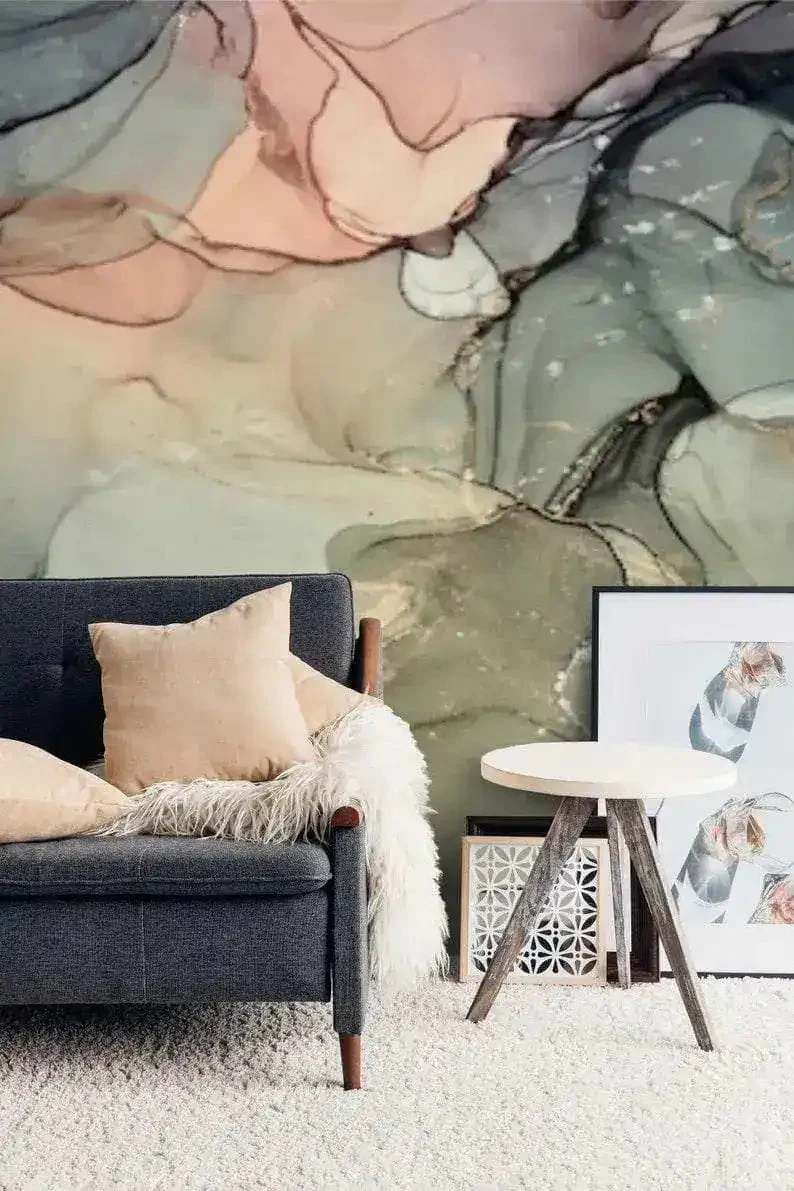 Abstract Large Watercolor Marble Wall Mural - Image 3