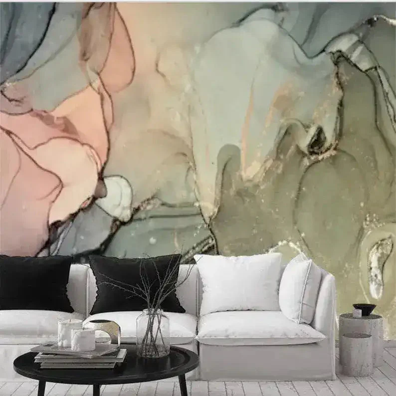 Abstract Large Watercolor Marble Wall Mural - Image 8