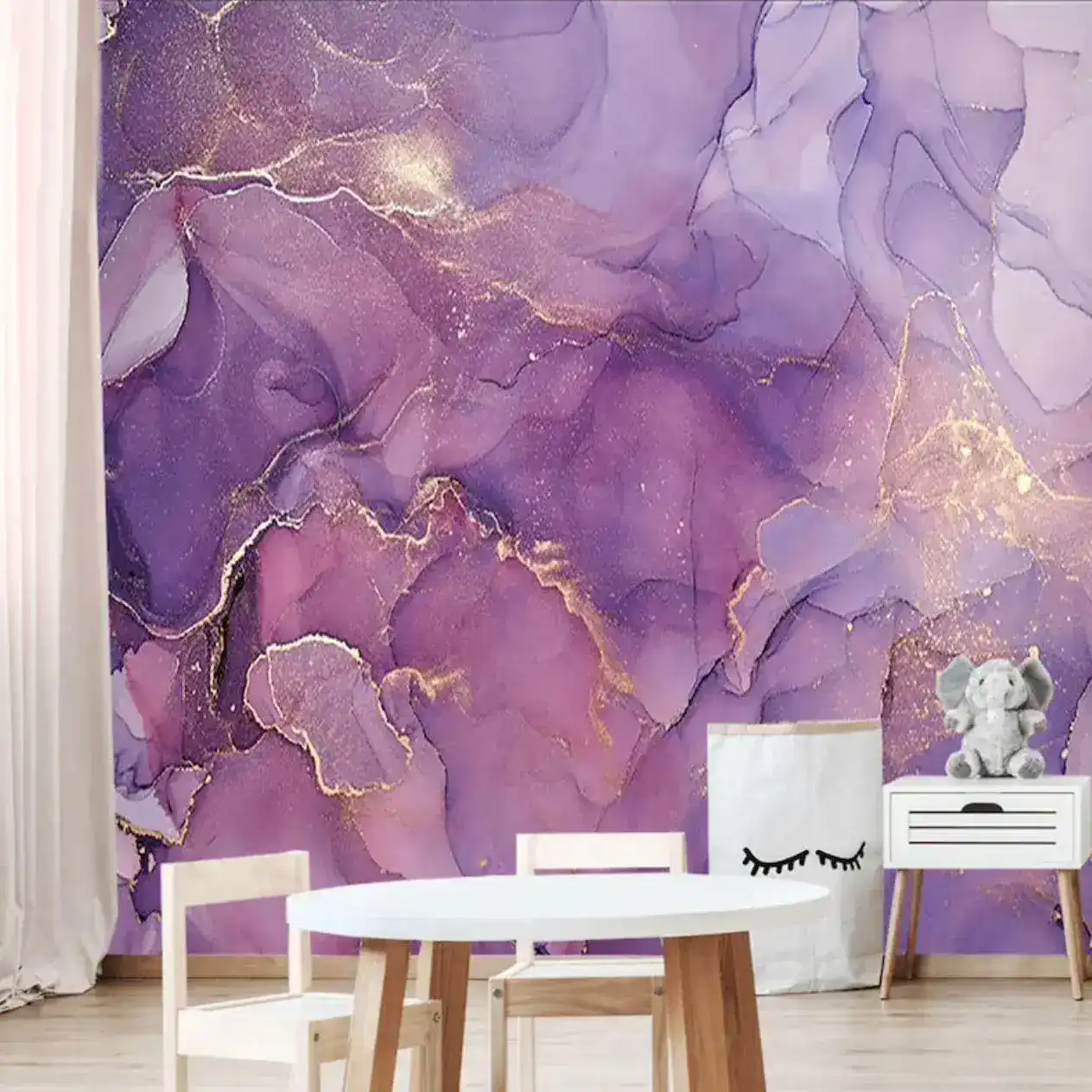 Abstract Purple Gold Marble Wallpaper - Image 4