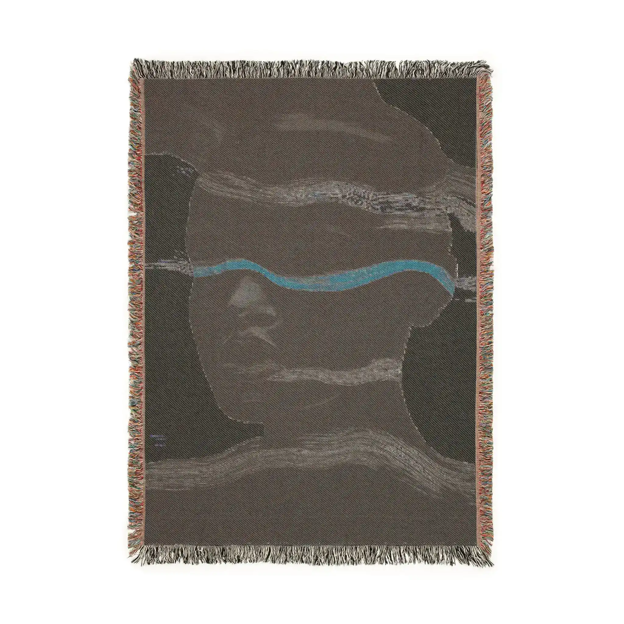 Abstract Woven Blanket with Black and White Waves - Image 4