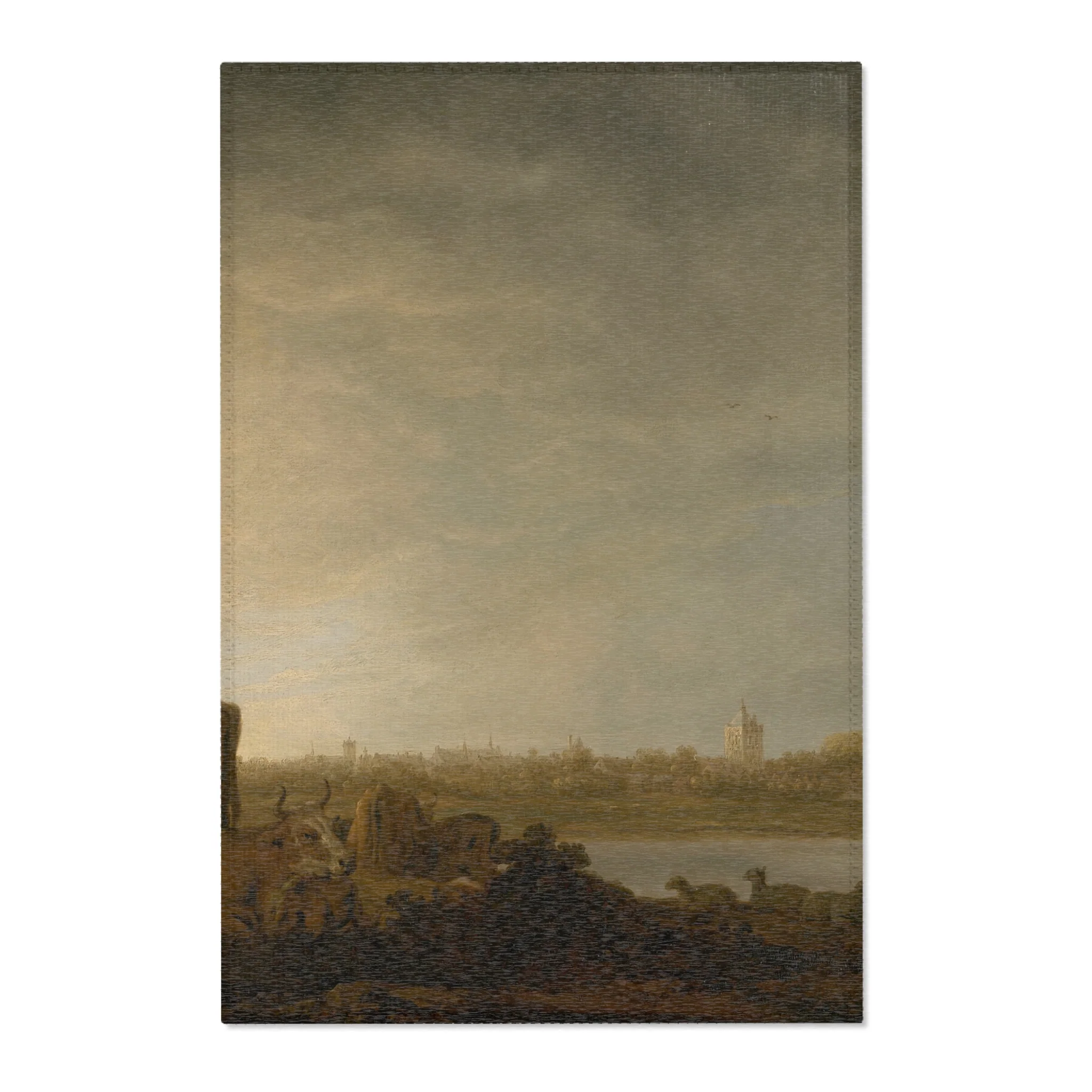 Aelbert Cuyp - A View of Vianen with a Herdsman and Cattle by a River | Area Rug
