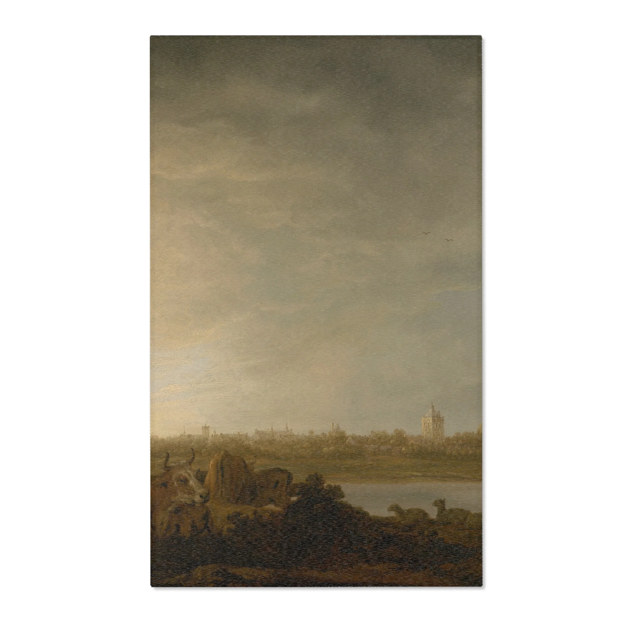 Aelbert Cuyp - A View of Vianen with a Herdsman and Cattle by a River | Area Rug - Image 2