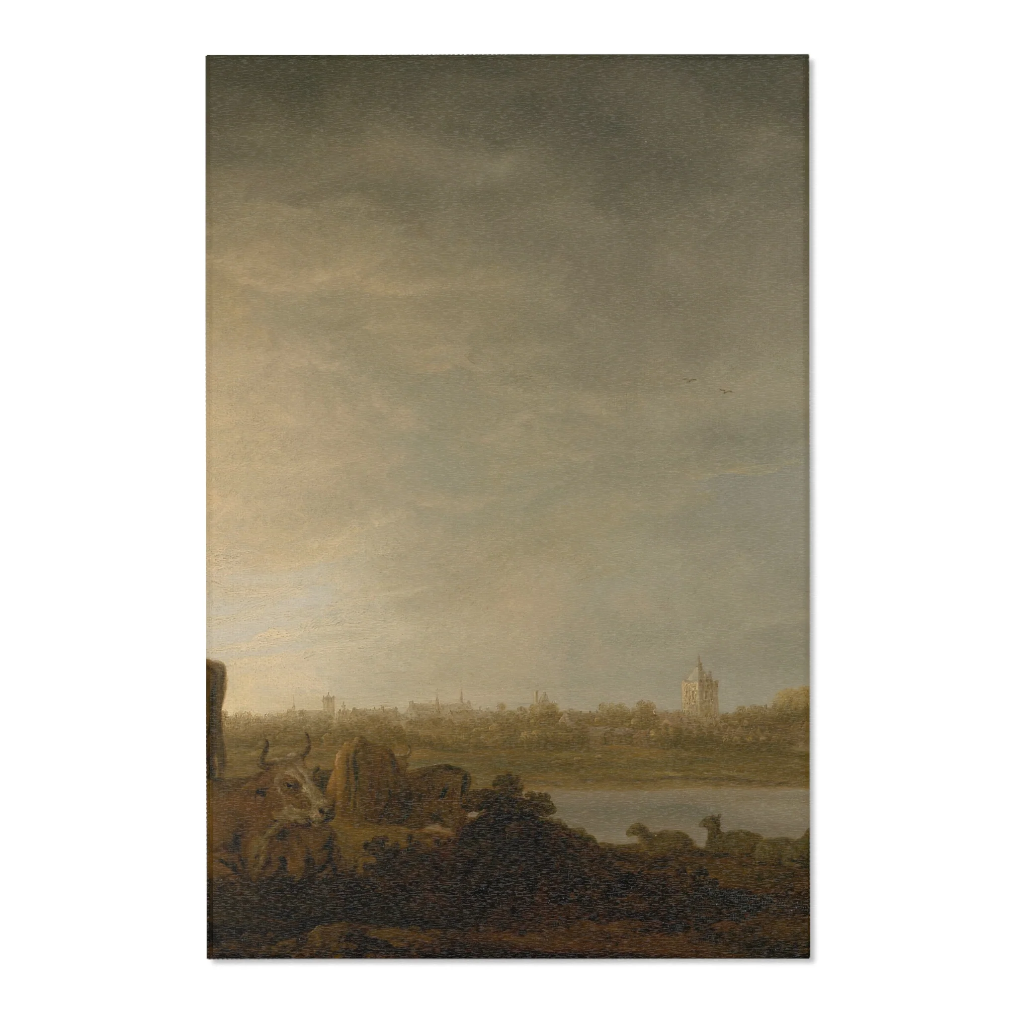 Aelbert Cuyp - A View of Vianen with a Herdsman and Cattle by a River | Area Rug - Image 3