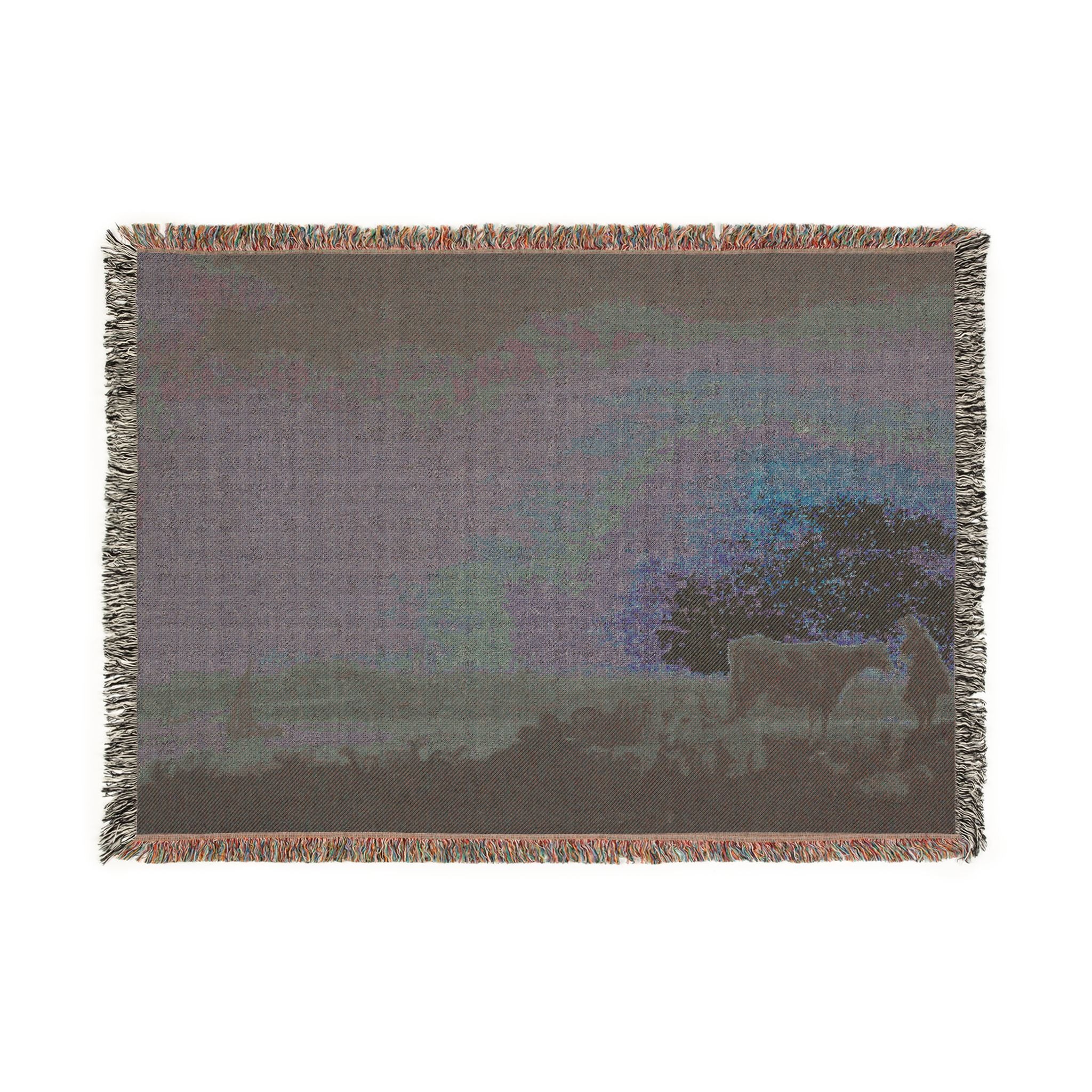 Aelbert Cuyp - A View of Vianen with a Herdsman and Cattle by a River | Woven Tapestry Blanket - Image 4