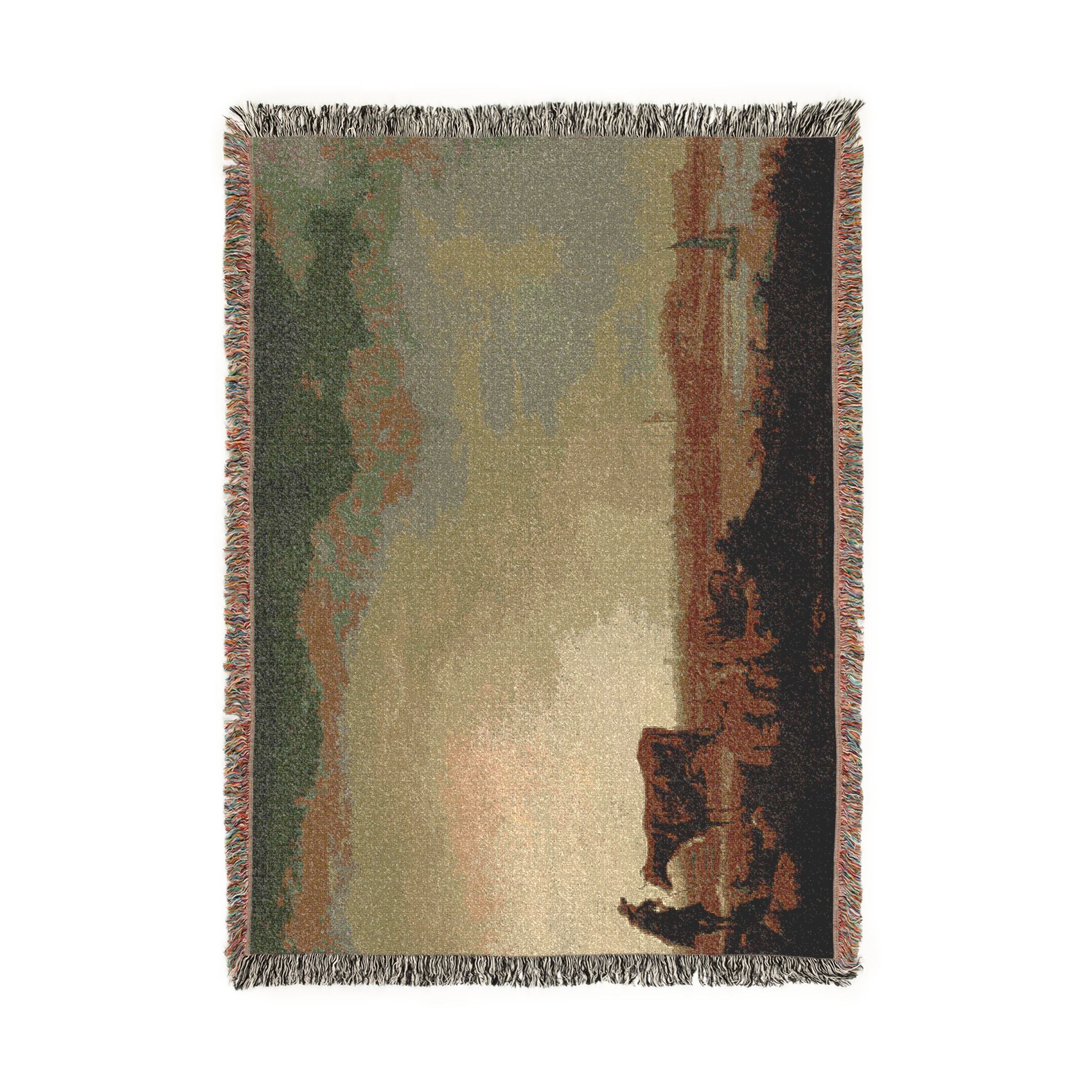 Aelbert Cuyp - A View of Vianen with a Herdsman and Cattle by a River | Woven Tapestry Blanket - Image 6