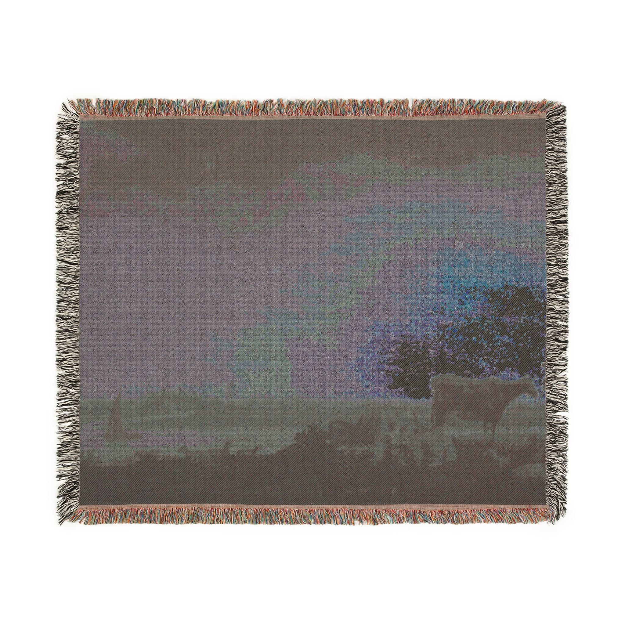 Aelbert Cuyp - A View of Vianen with a Herdsman and Cattle by a River | Woven Tapestry Blanket - Image 8
